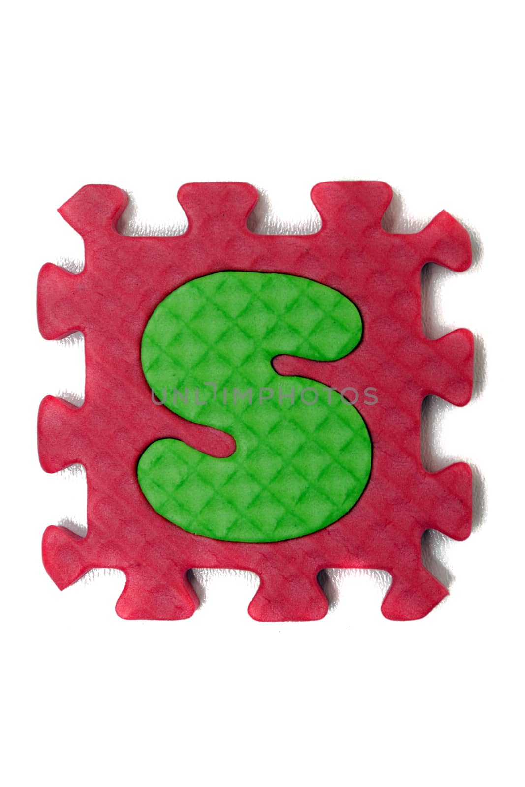 Foam puzzle letter uppercase isolated on a white background.