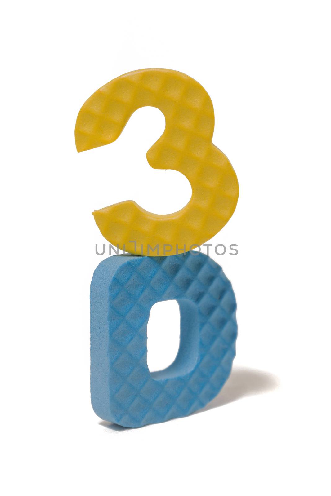 Foam letter uppercase with word 3D isolated on a white background.