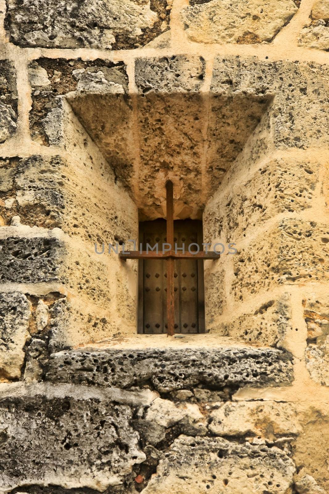 Window on the facade of the building Columbus Alcazar, Santo Domingo