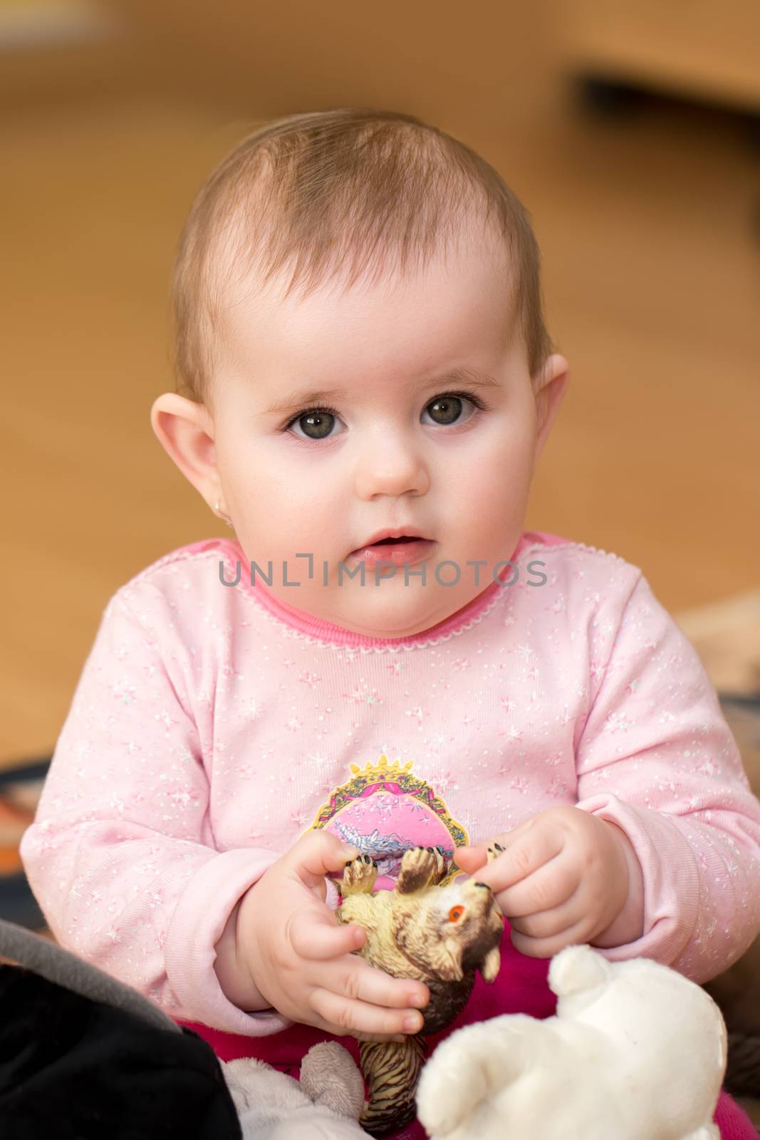 cute infant baby girl - the first year of the new life
