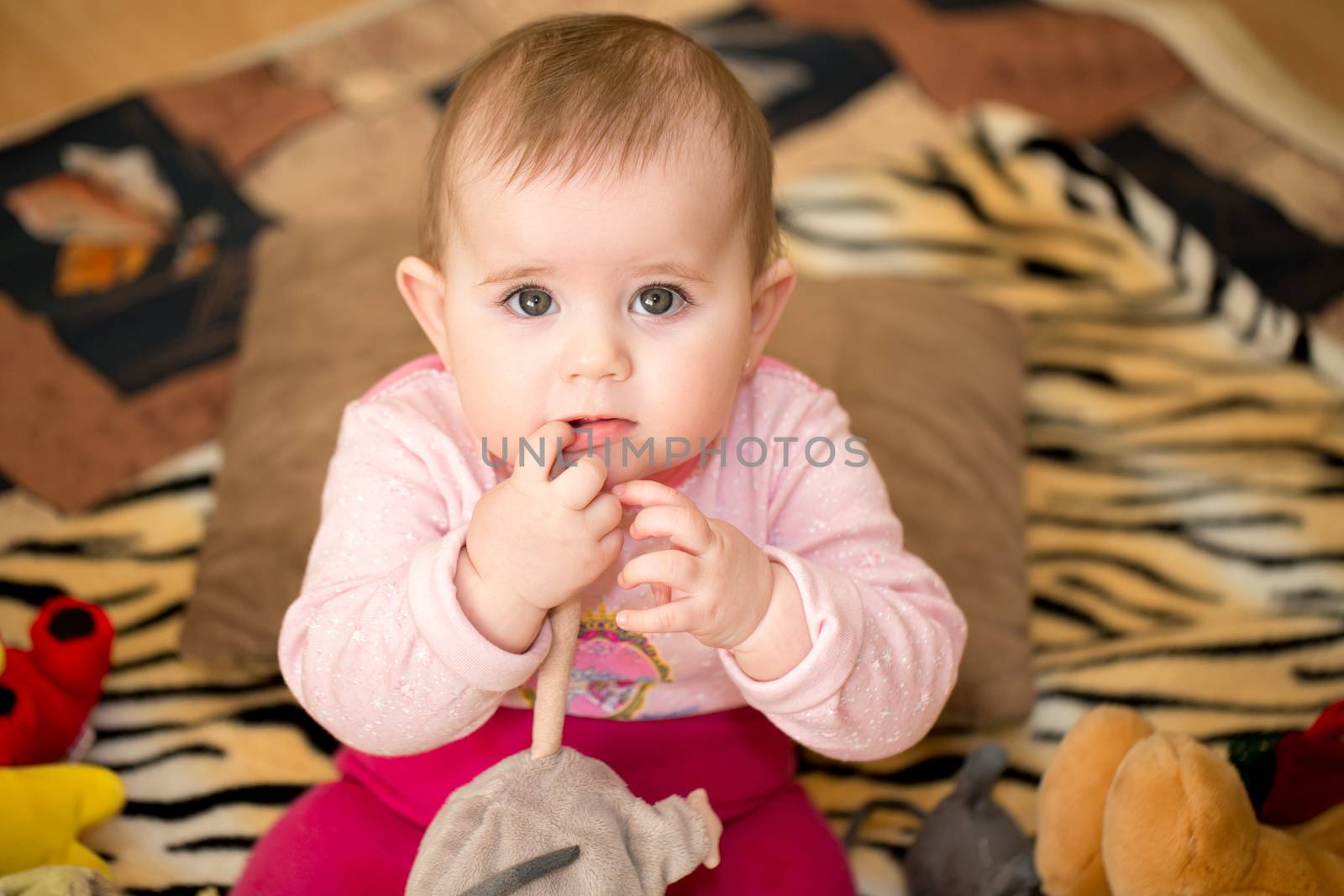 cute infant baby girl - the first year of the new life