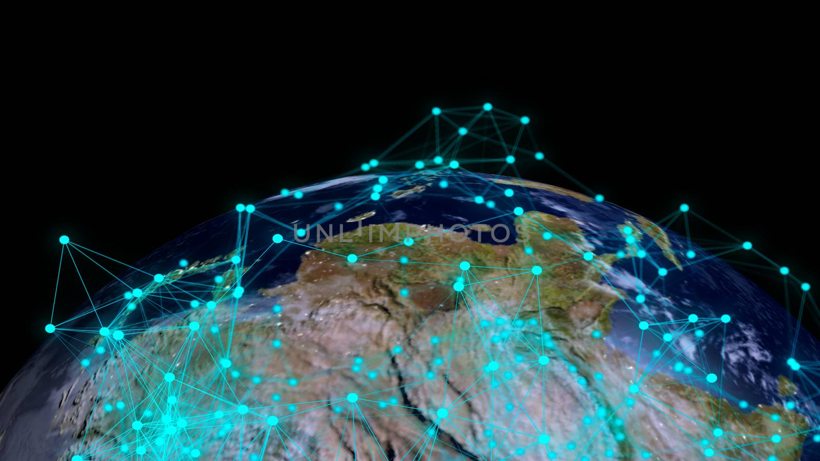 Abstract globe with digital connections. Elements of this image furnished by NASA. 3d rendering