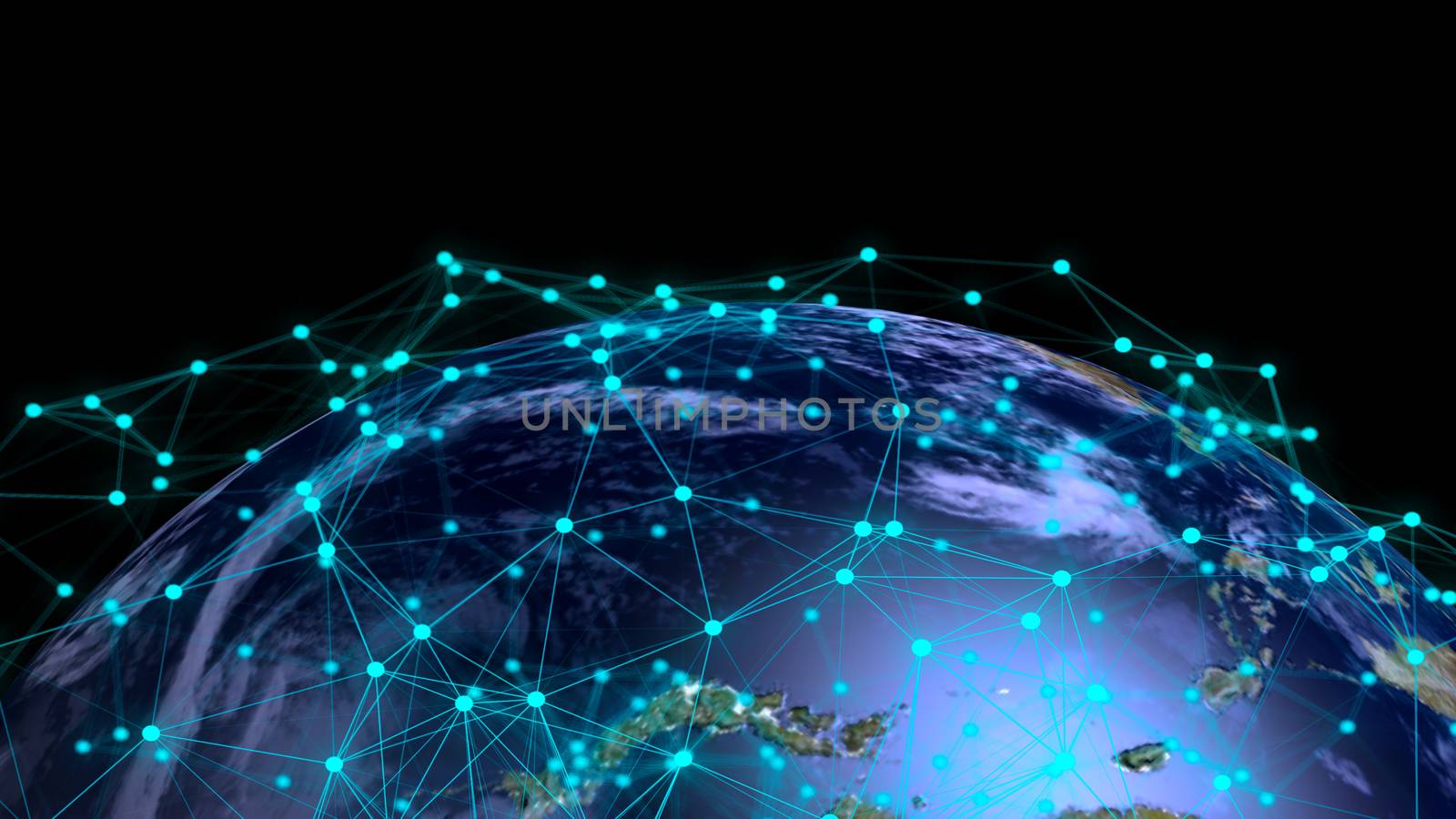 Abstract globe with digital connections. Elements of this image furnished by NASA. 3d rendering