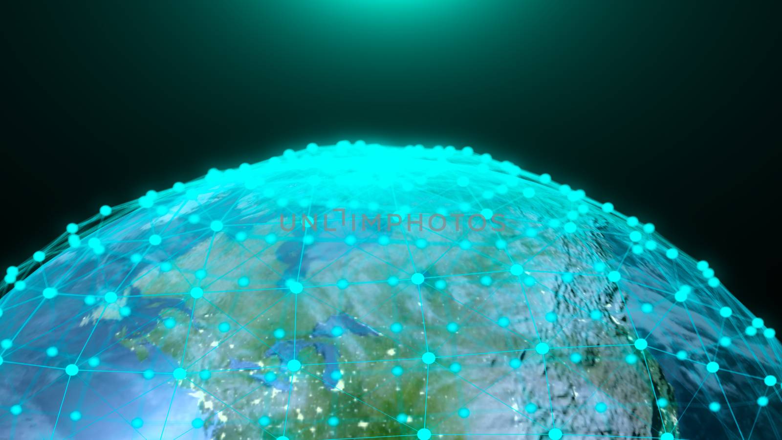 Abstract globe with digital connections. Elements of this image furnished by NASA. 3d rendering