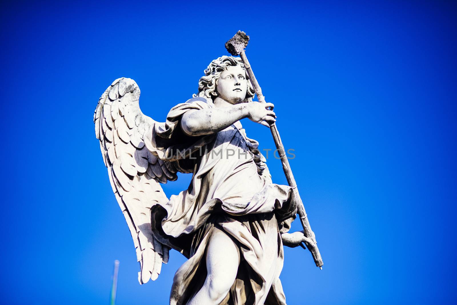 Italy, Rome, Castel Sant'Angelo, statue of Angelo with the sponge, sculptor Antonio Giorgetti, inscription "Potaverunt me vinegar"