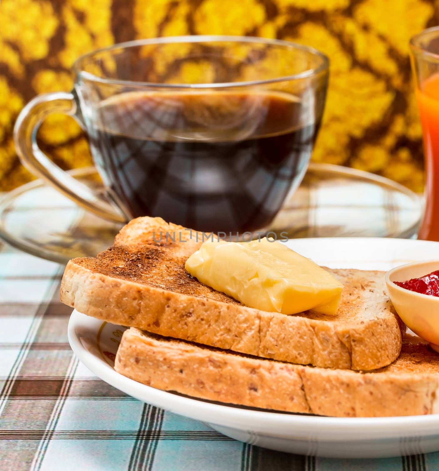 Butter Toast Showing Morning Meal And Toasted