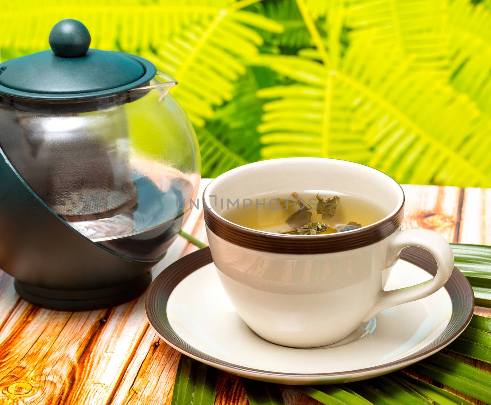 Brewed Green Tea Showing Brews Refreshed And Restaurant