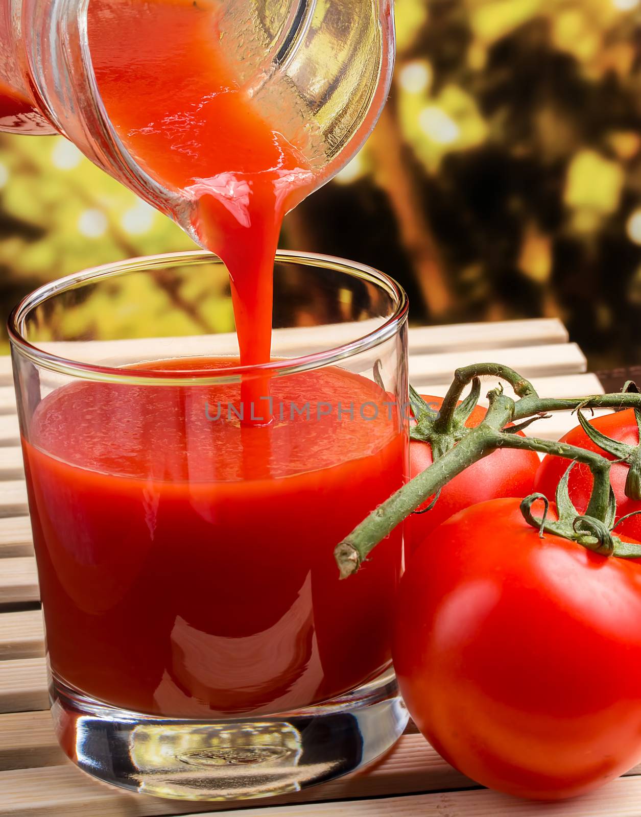 Juice And Tomato Represents Refreshing Drinking And Refresh  by stuartmiles