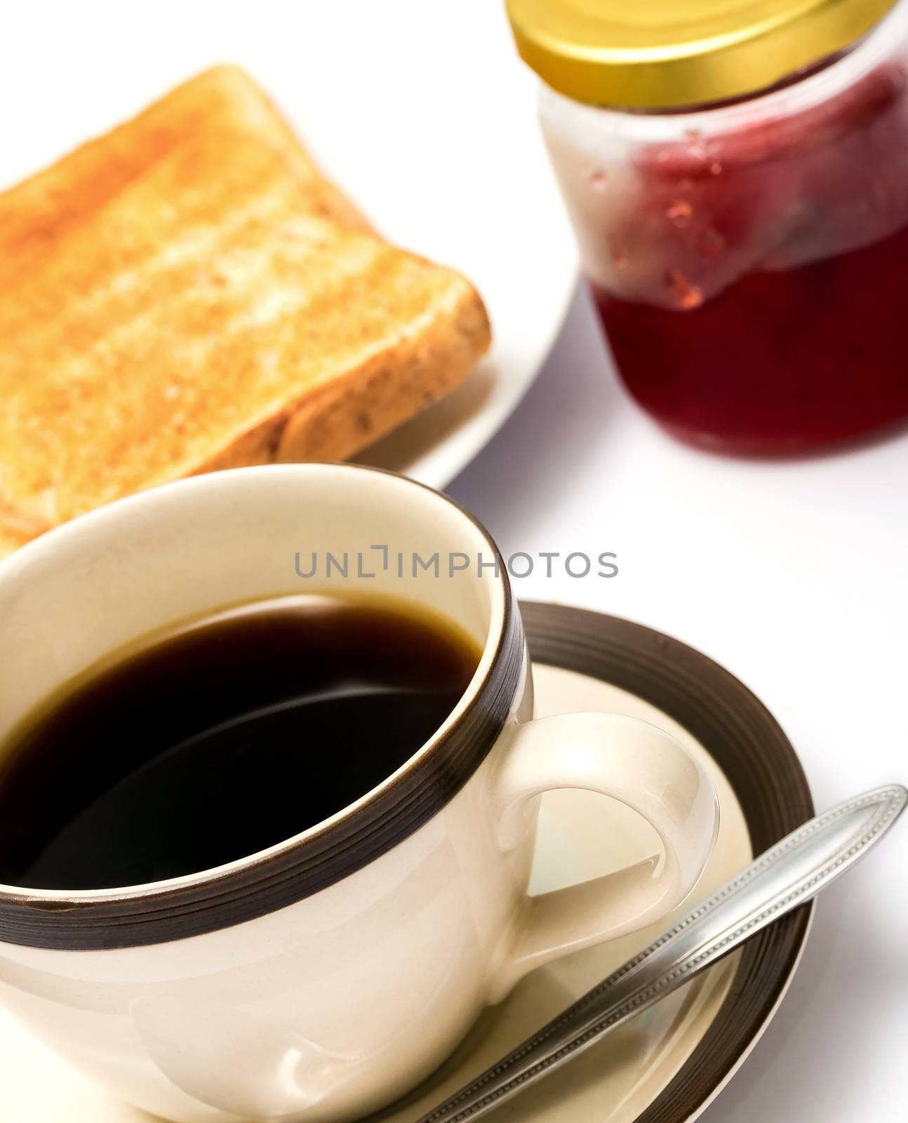 Toast And Coffee Representing Fruit Preserves And Caffeine