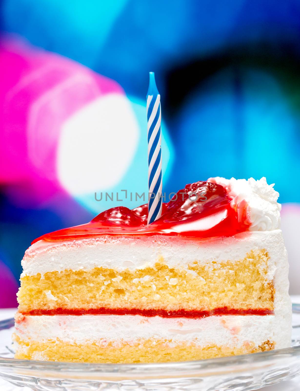 Strawberry Birthday Cake Representing Piece Birthdays And Celebration