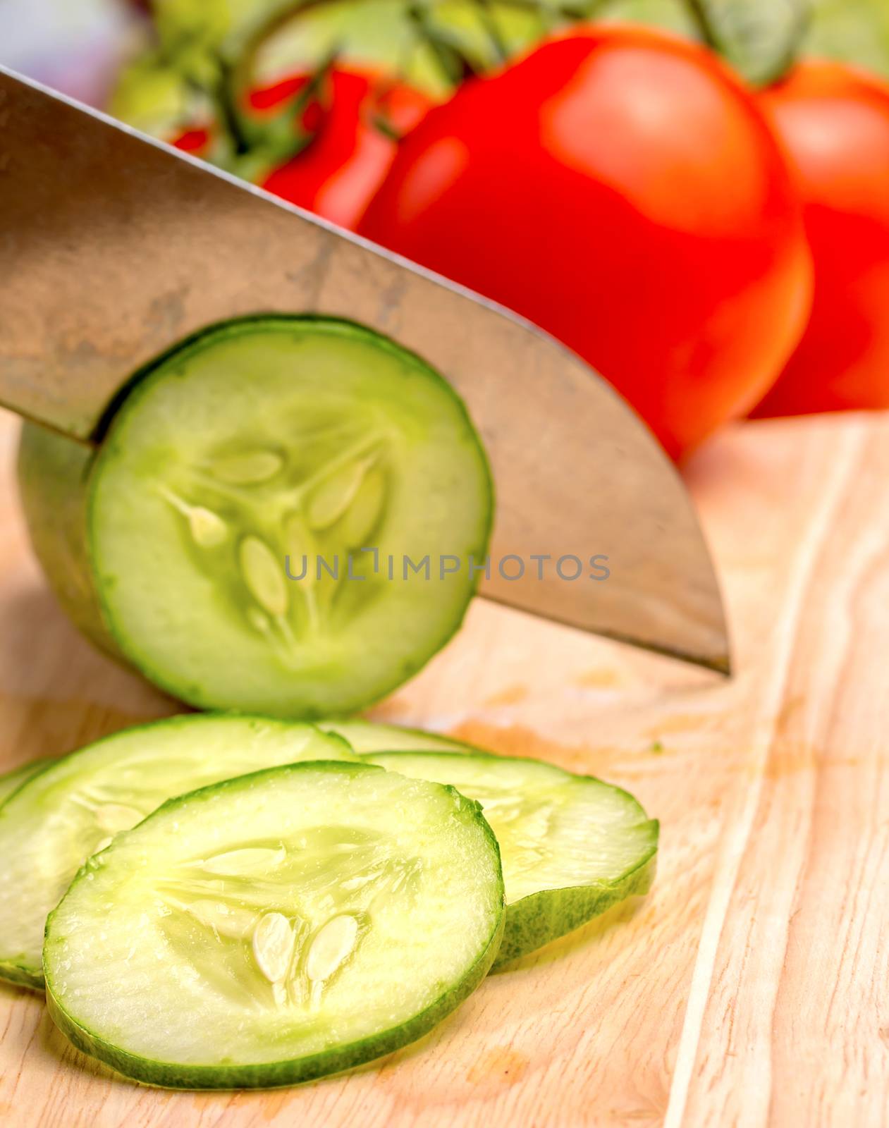 Preparing Cucumber Represents Cut Organic And Vegetarian  by stuartmiles