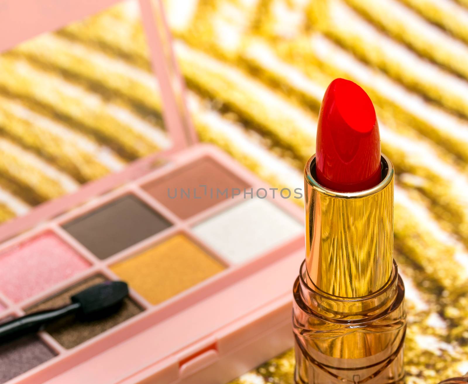 Red Lipstick Makeup Shows Beauty Products And Cosmetics  by stuartmiles