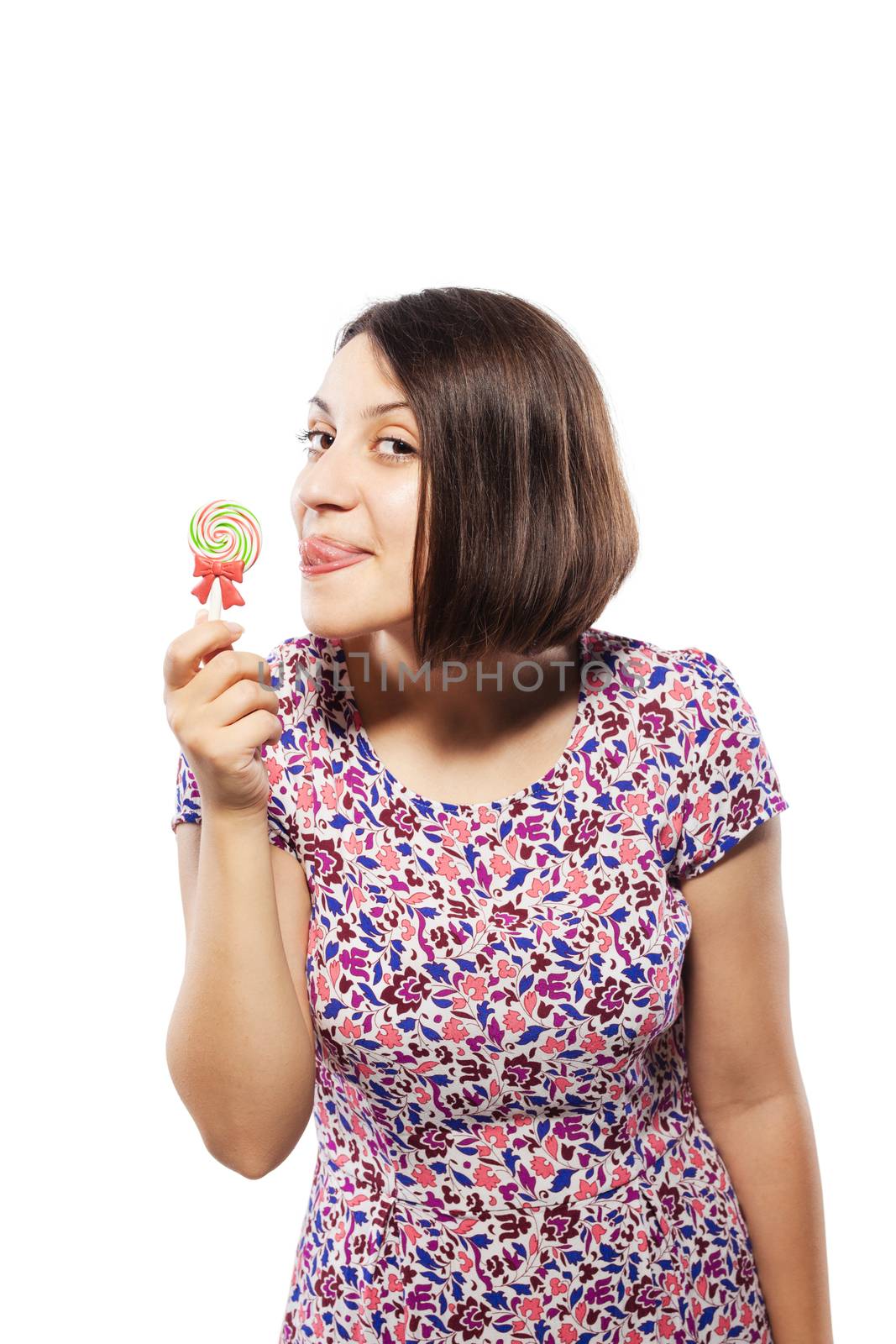 girl in pink with lollipop by kokimk