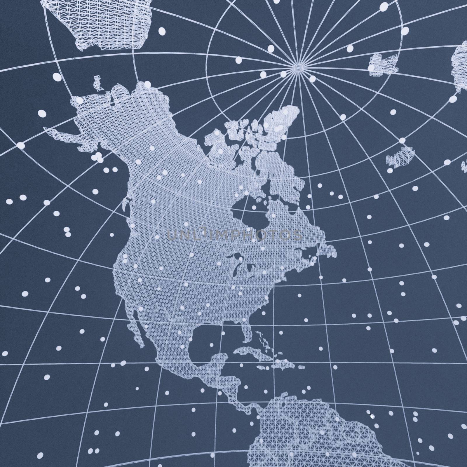 Abstract Telecommunication Earth Map. Communication network concept. 3d illustration