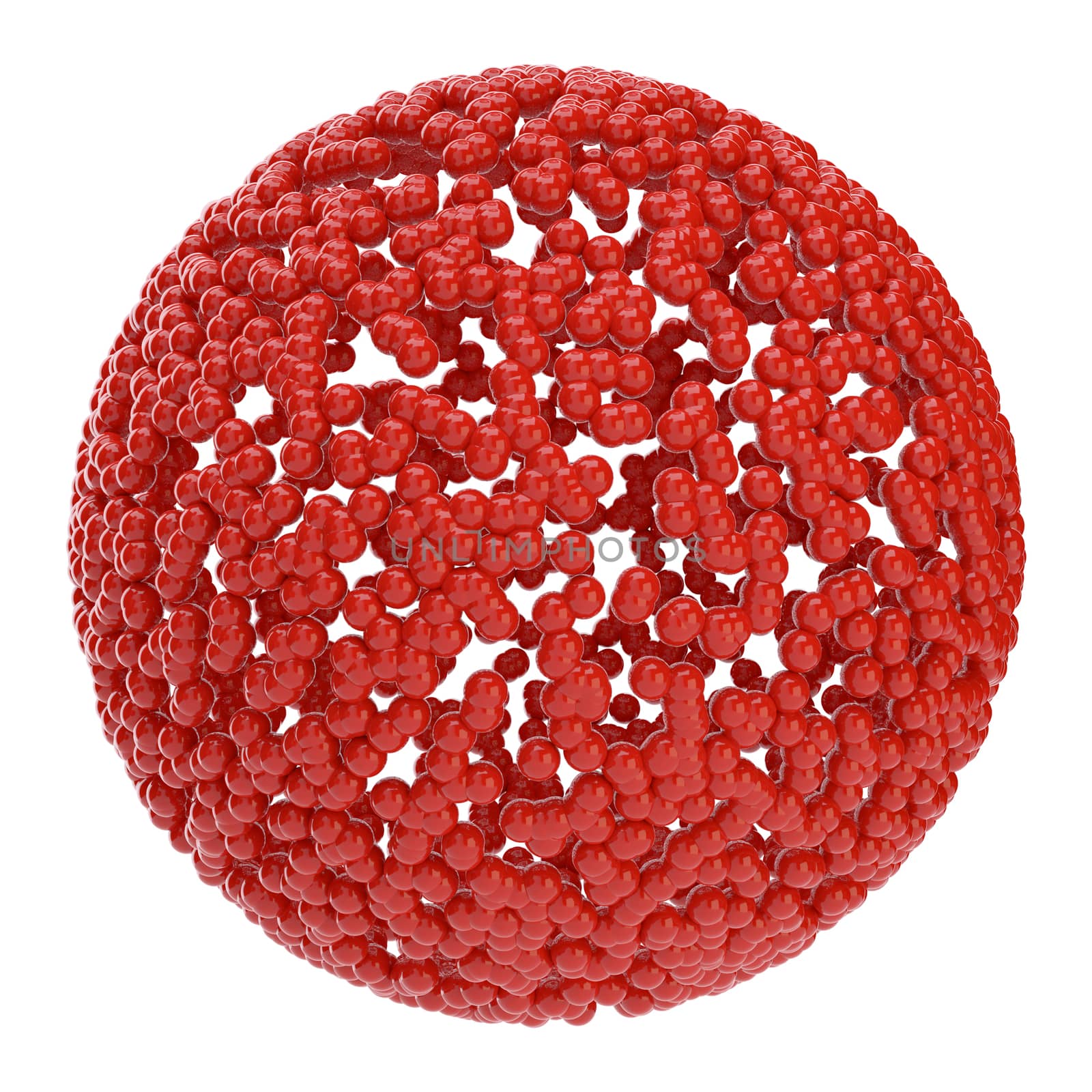 Red abstract sphere consisting of small particles by cherezoff
