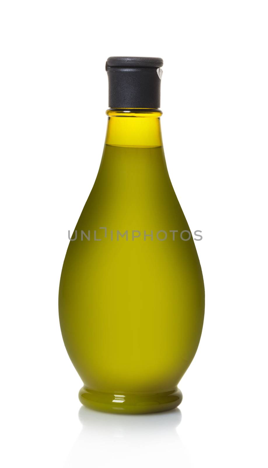 Bottle with cosmetic for hair on white isolated background