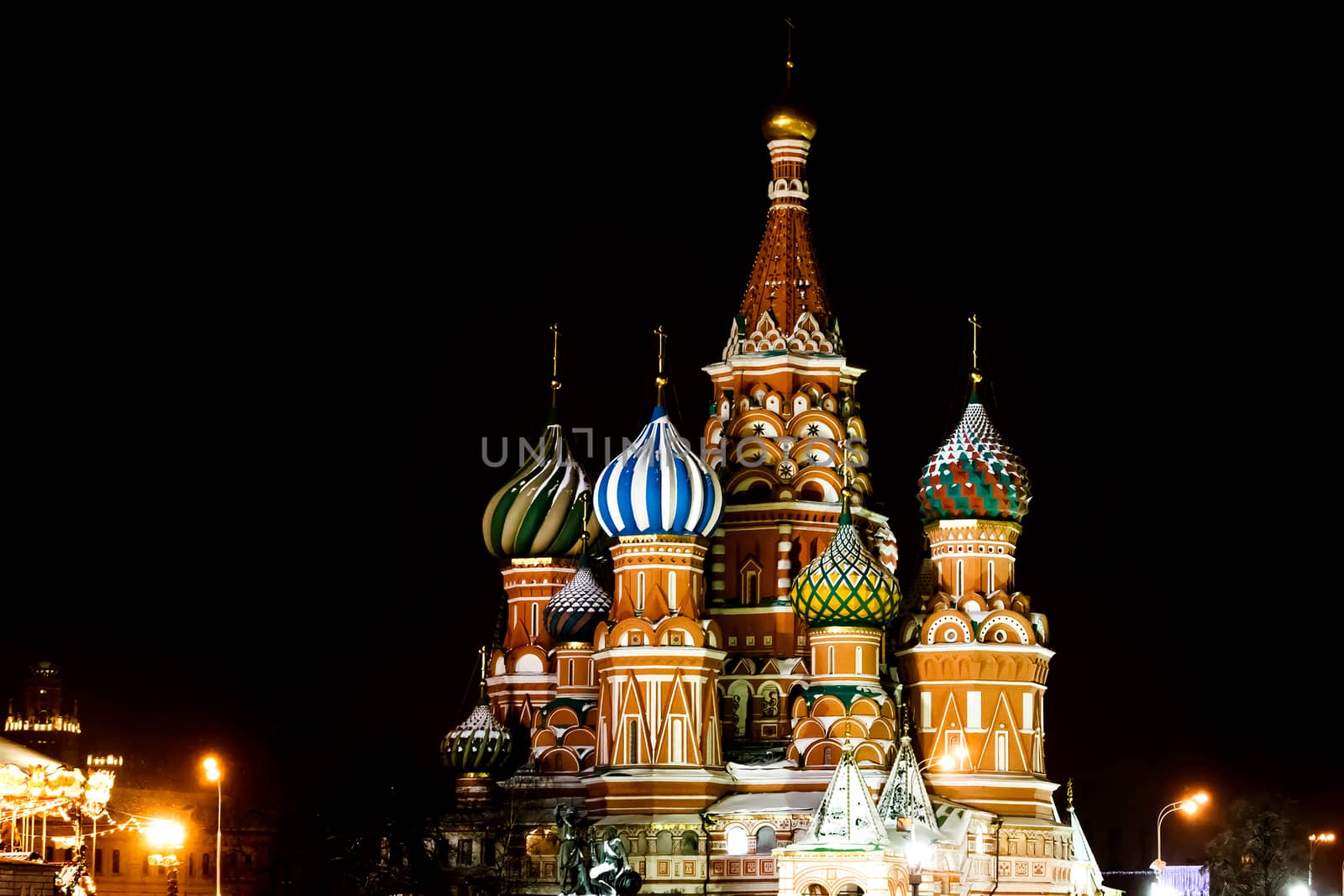 St Basils Cathedral at night. Winter season. Moscow, Russia by Nobilior