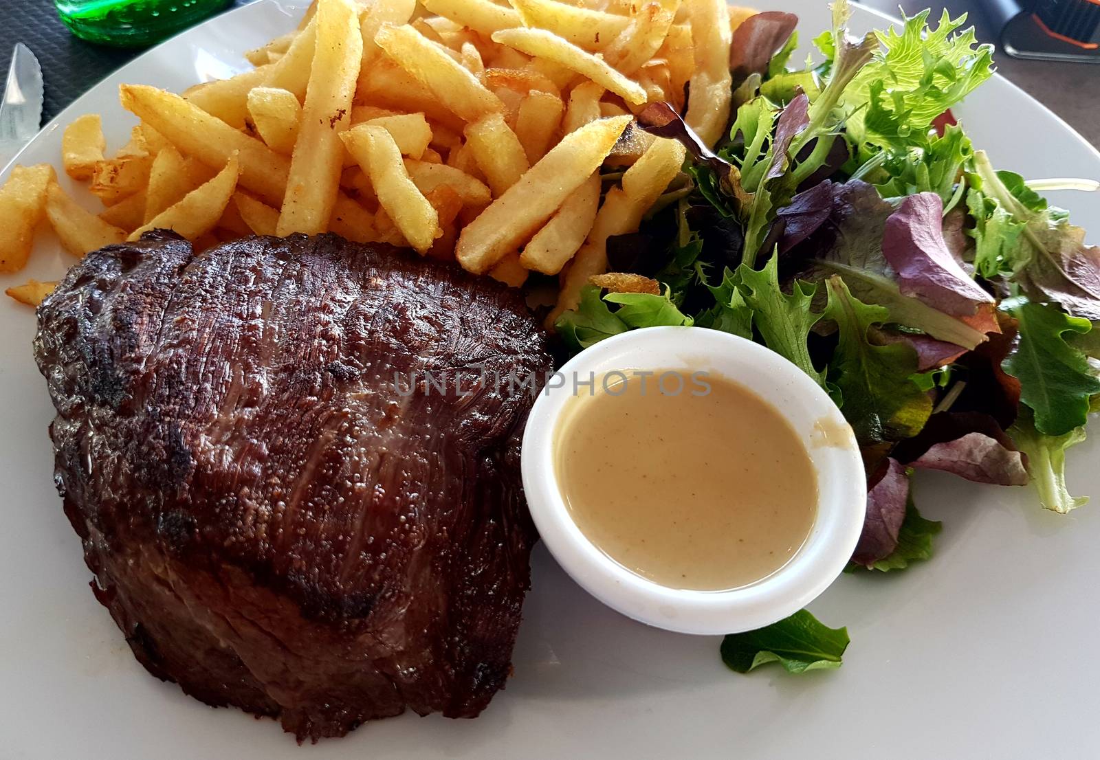 Sirloin Steak With French Fries And Salad