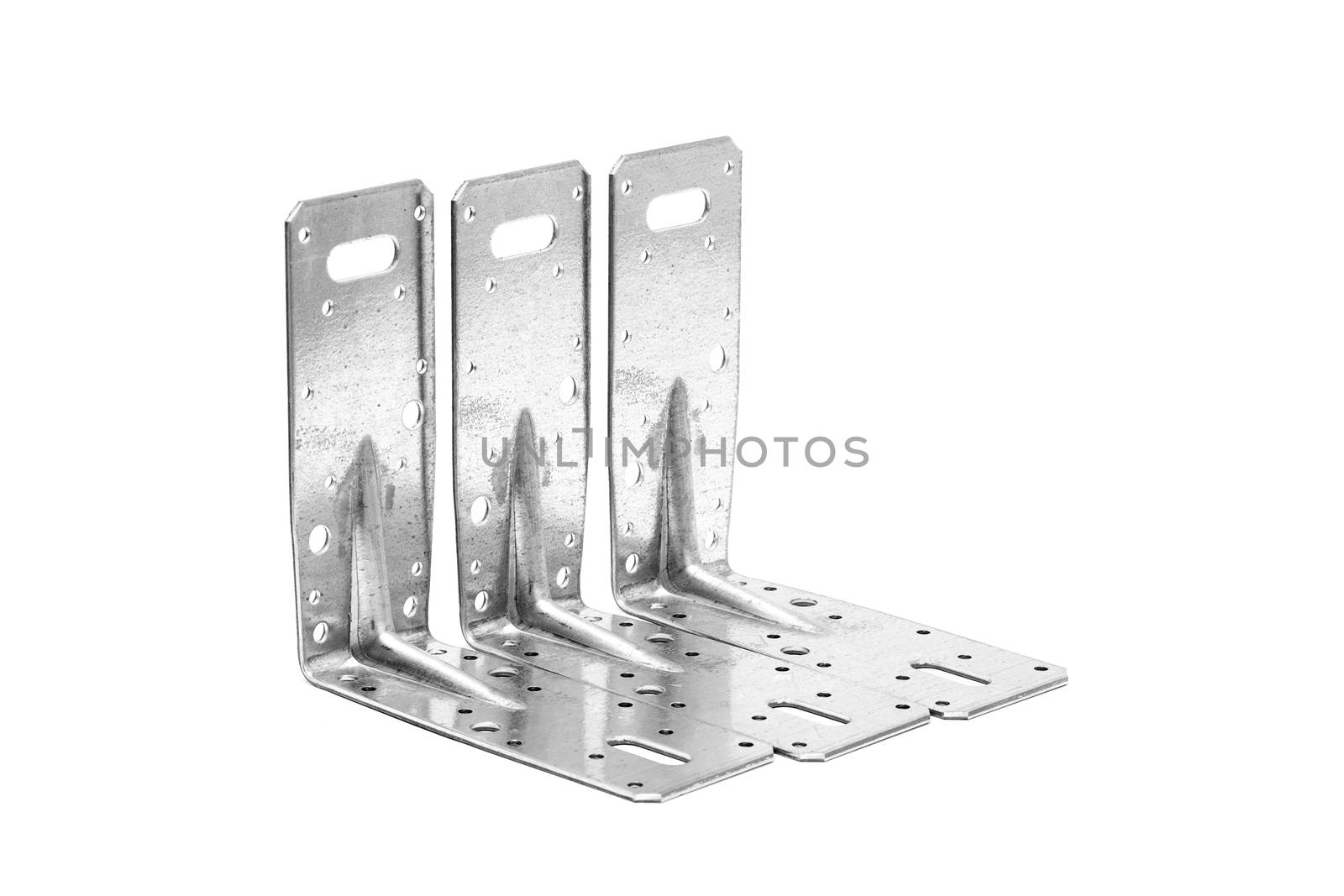 metal angle brackets isolated on white background