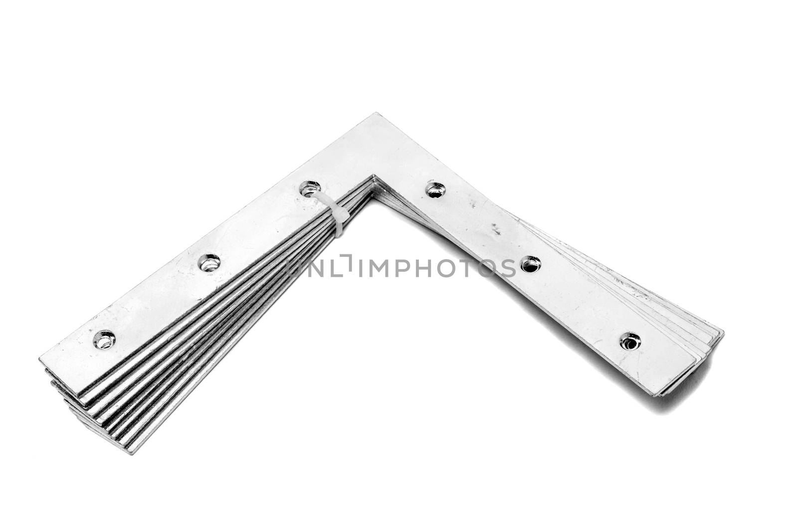 metal angle brackets isolated on white background