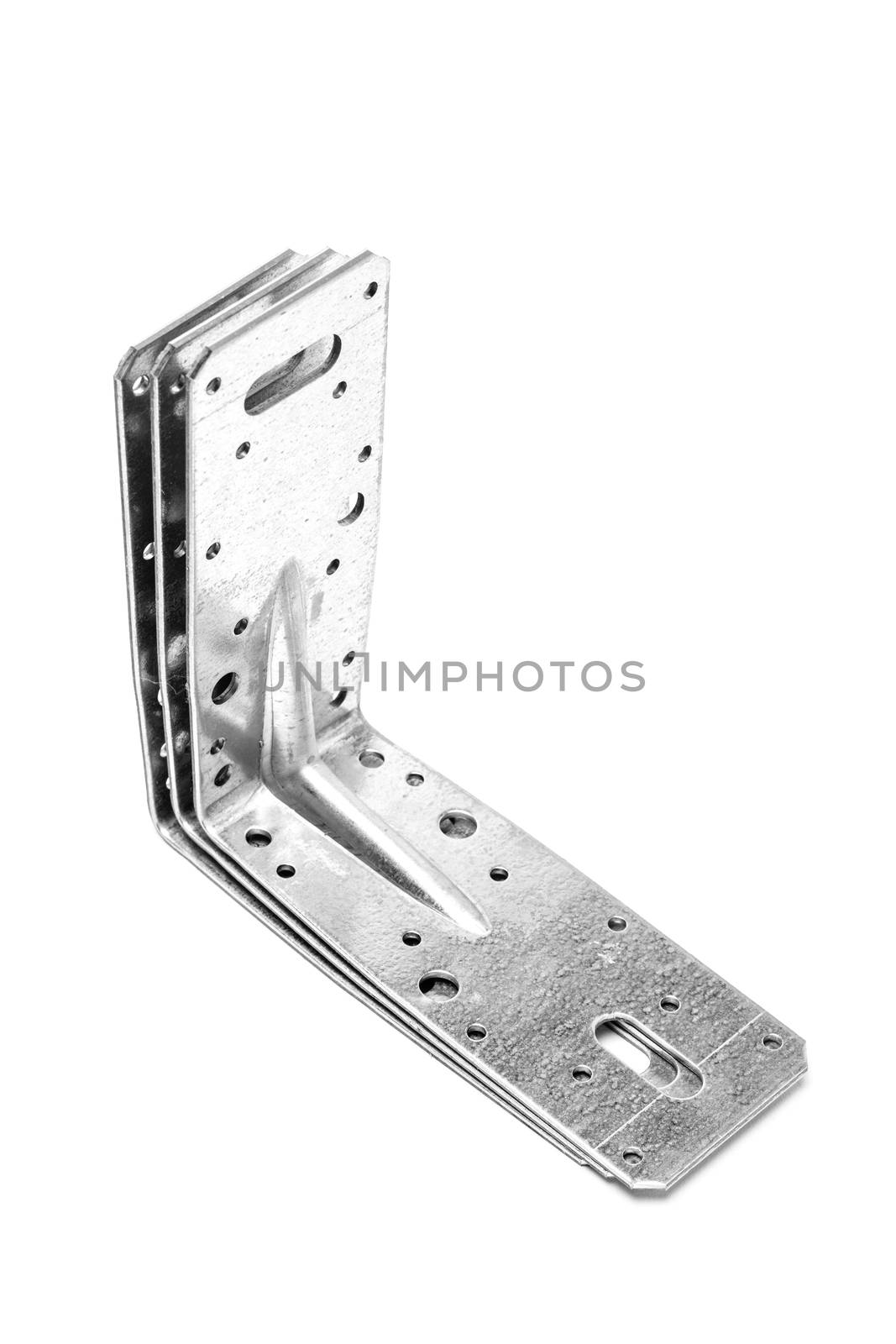 metal angle brackets isolated on white background