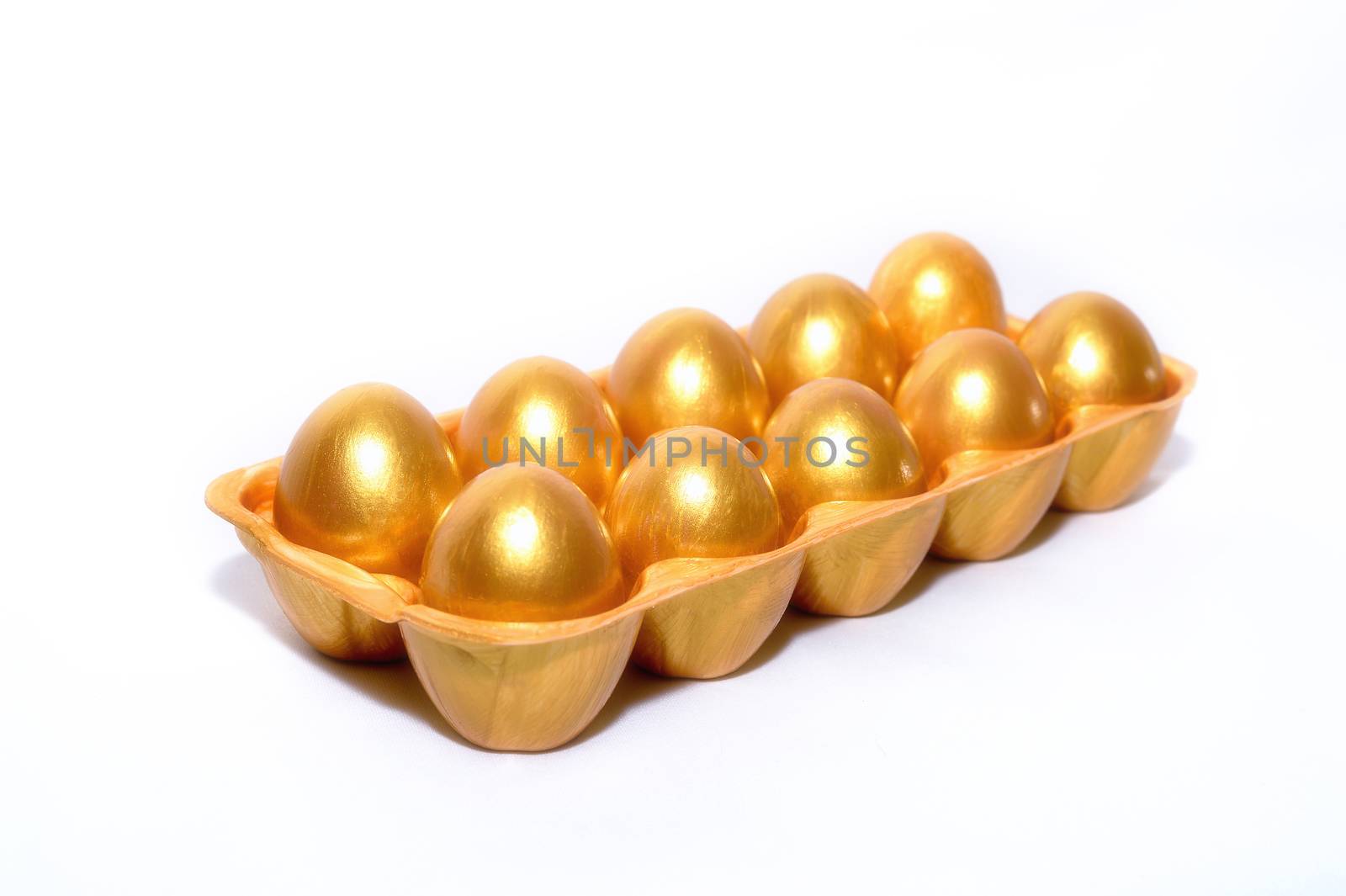 A tray of golden eggs, the concept of financial success.