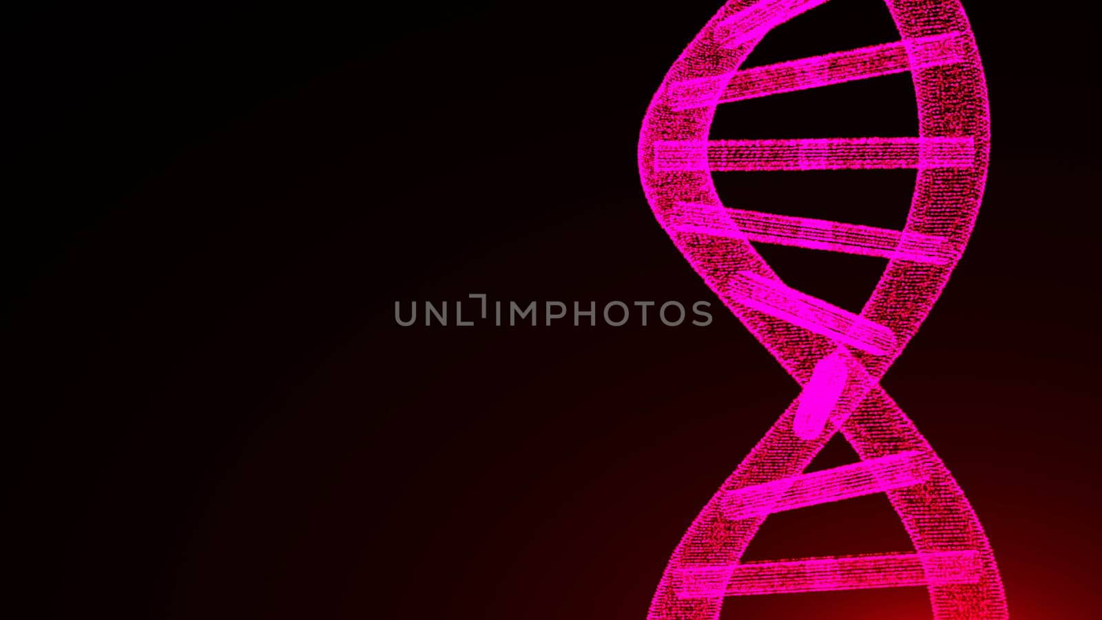 Abstract dna particles. Digital illustration backdrop. 3d rendering