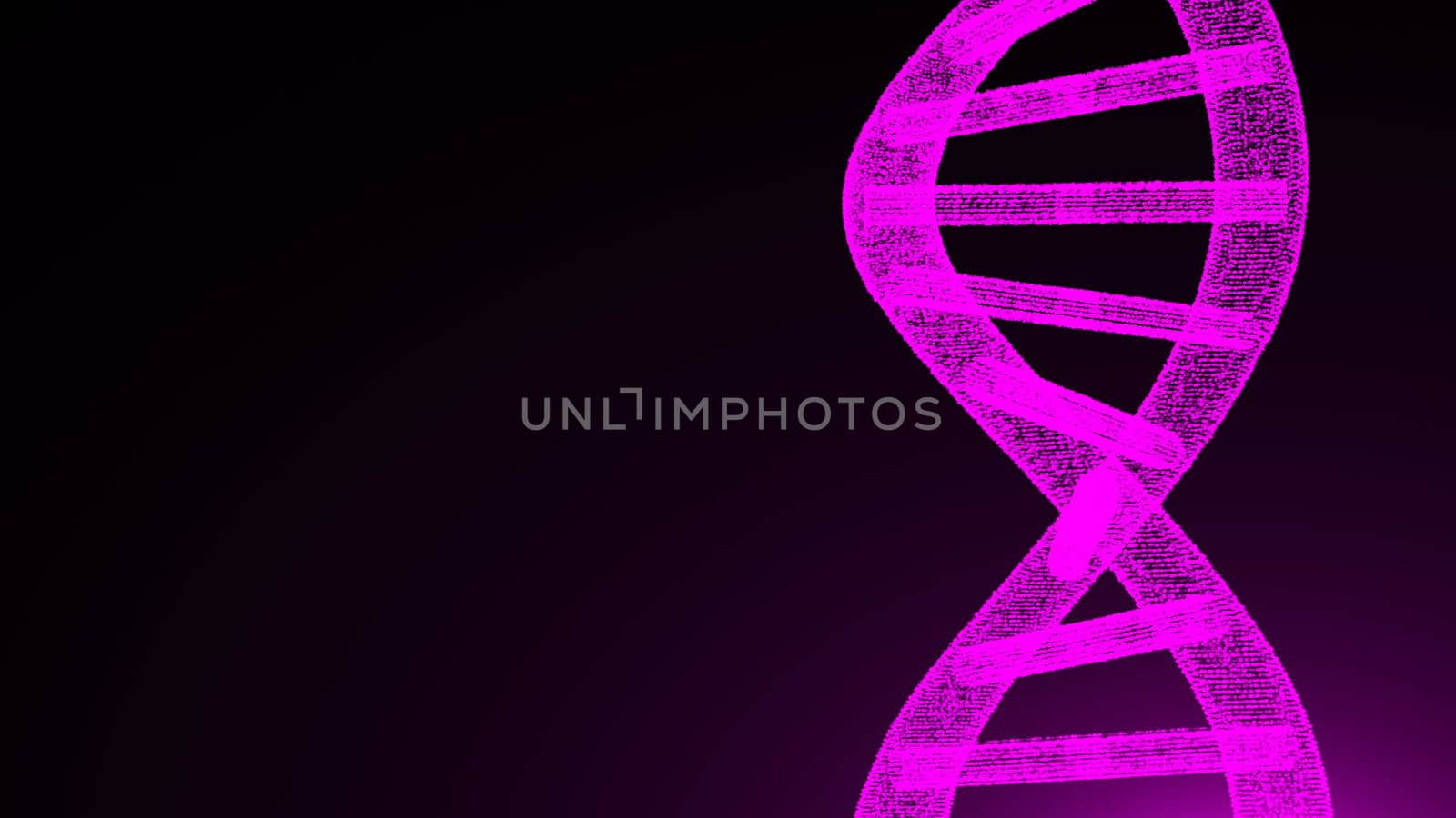 Abstract dna particles. Digital illustration backdrop. 3d rendering