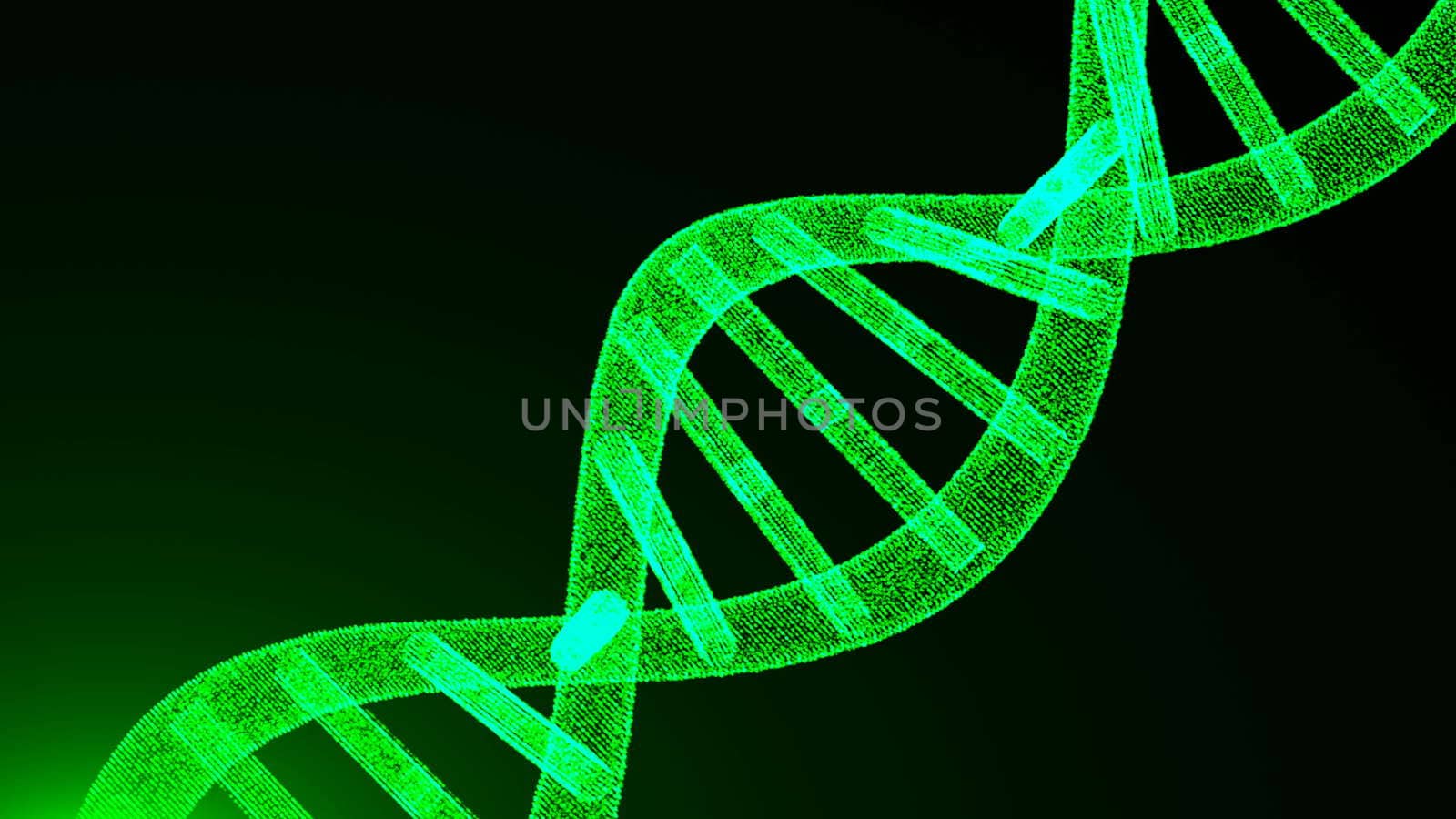 Abstract dna particles. Digital illustration backdrop. 3d rendering