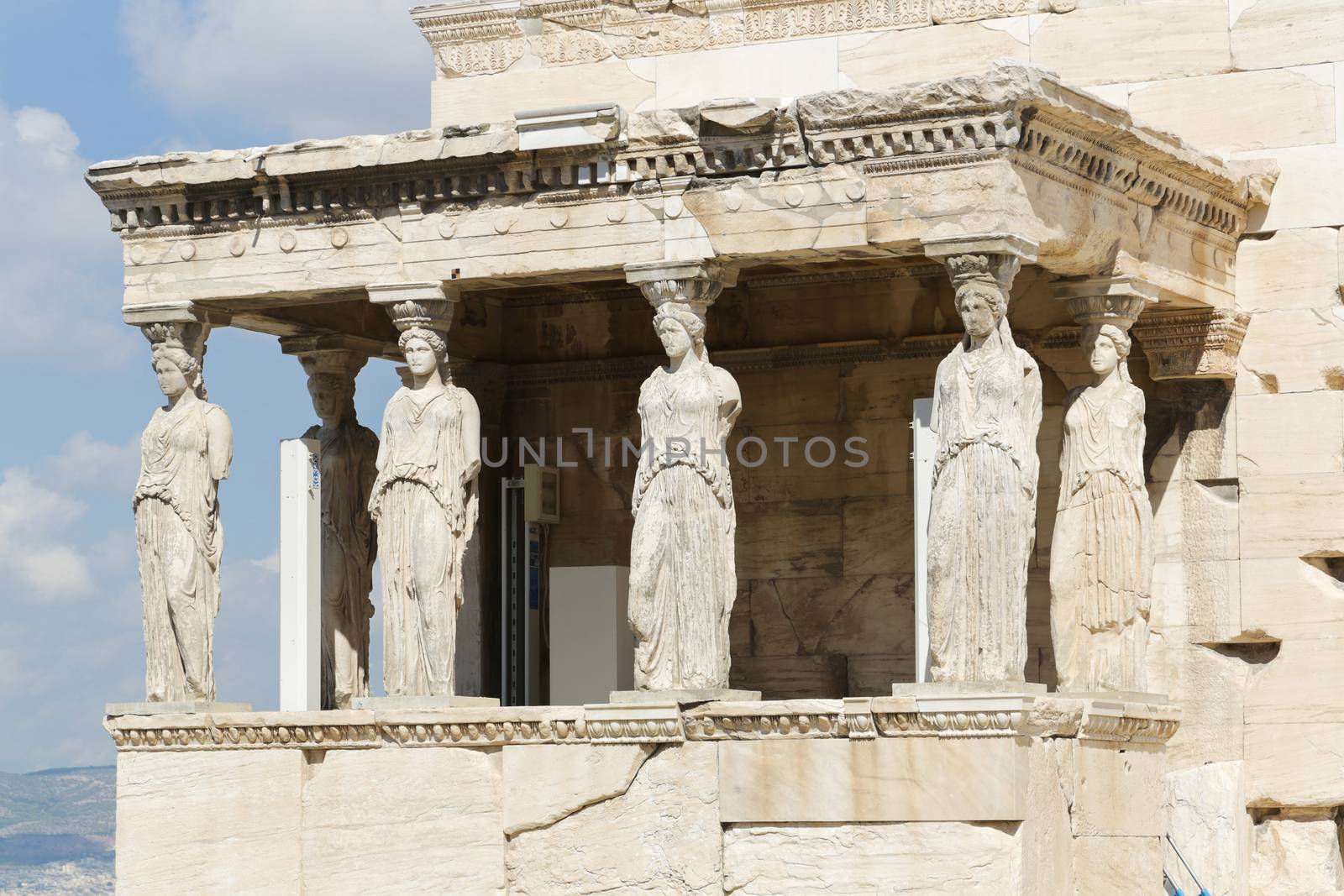 The Porch of the Caryatids at the Acropolis in Athens, Greece