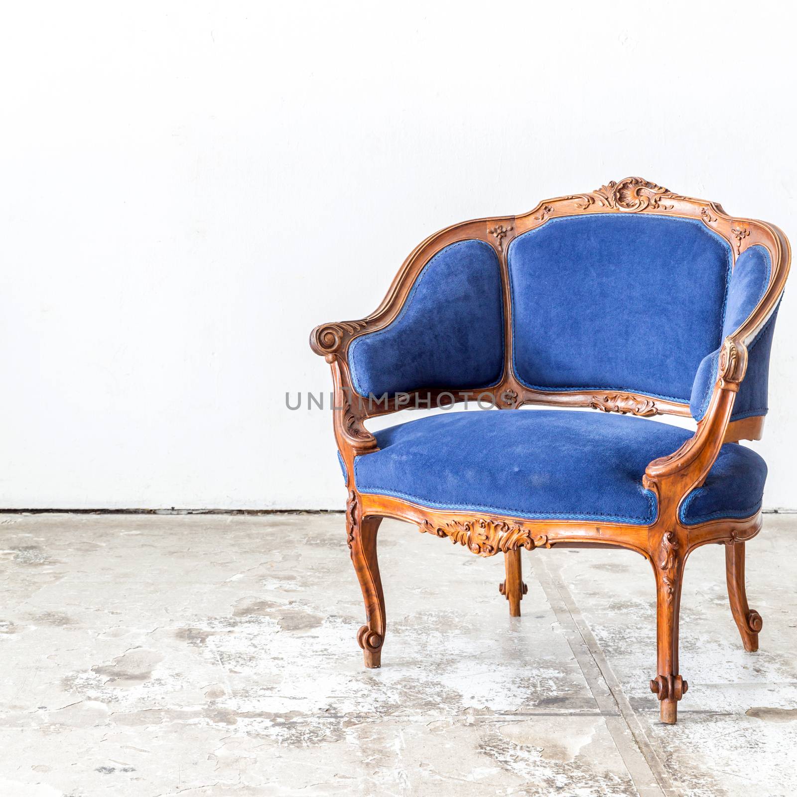 Blue sofa couch in vintage room - classical style
