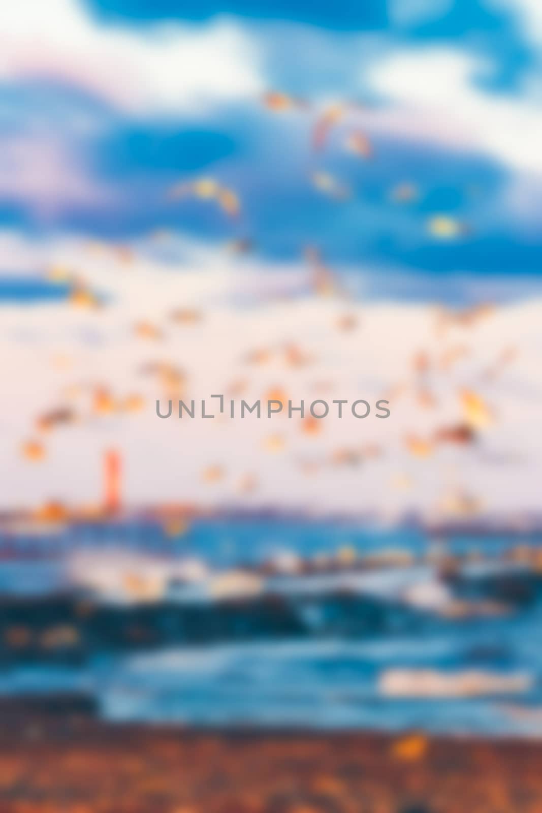 Sea landscape - soft lens bokeh image. Defocused background