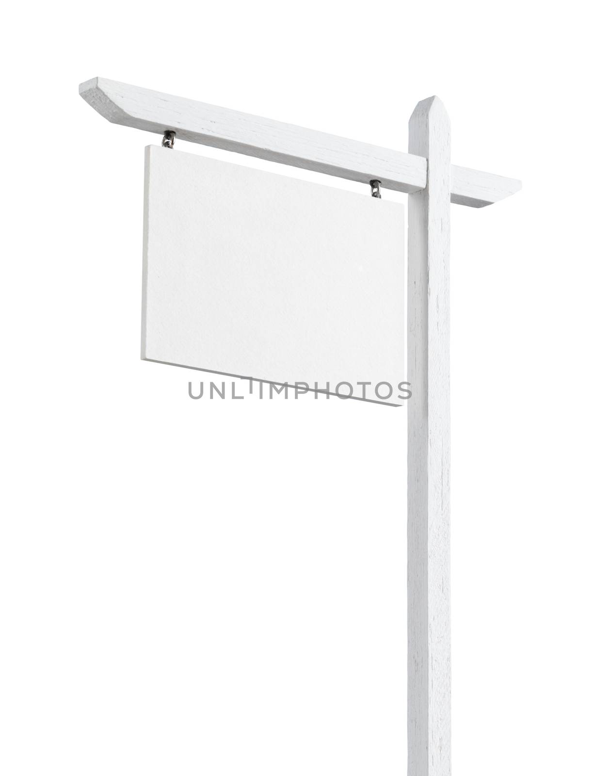 Blank Real Estate Sign Isolated on a White Background.