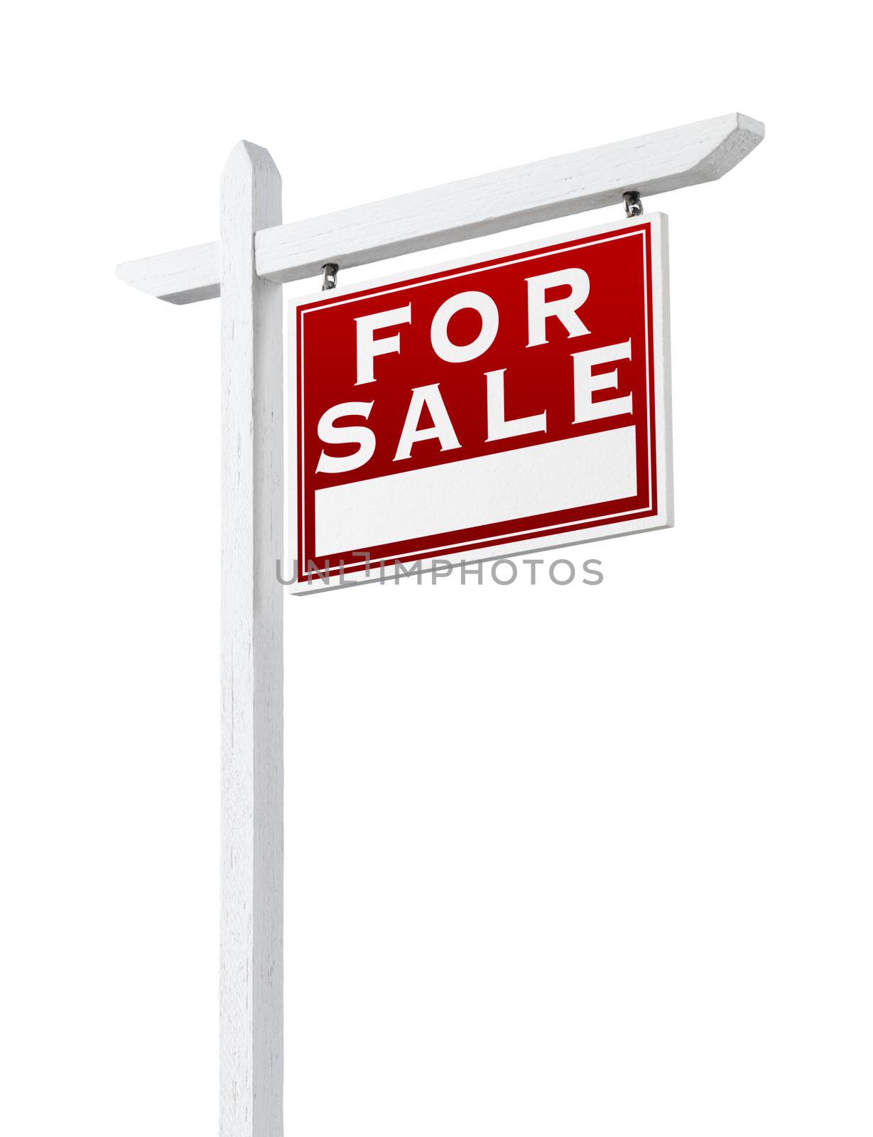 Right Facing For Sale Real Estate Sign Isolated on a White Background.