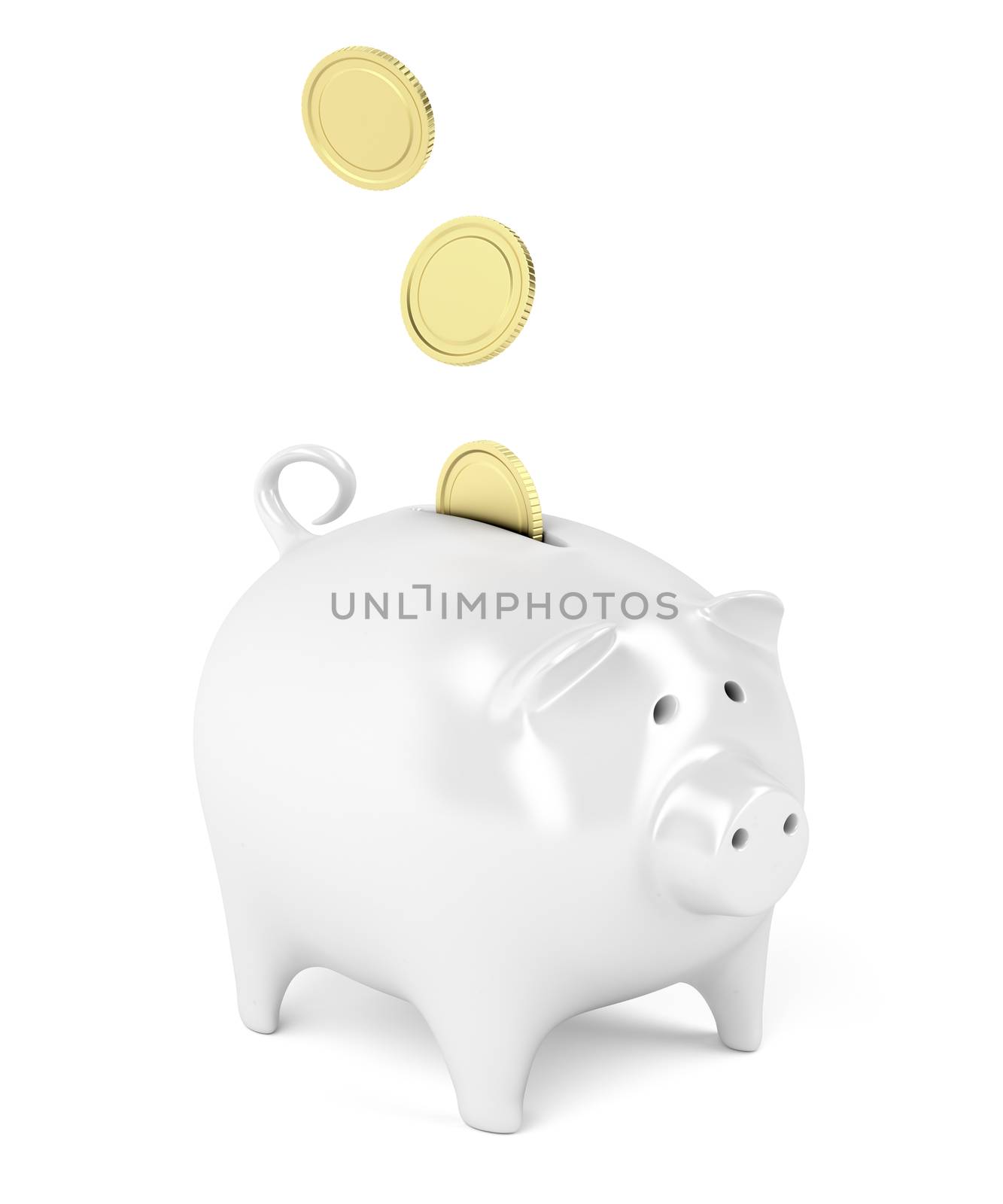 Piggy bank with golden coins by magraphics