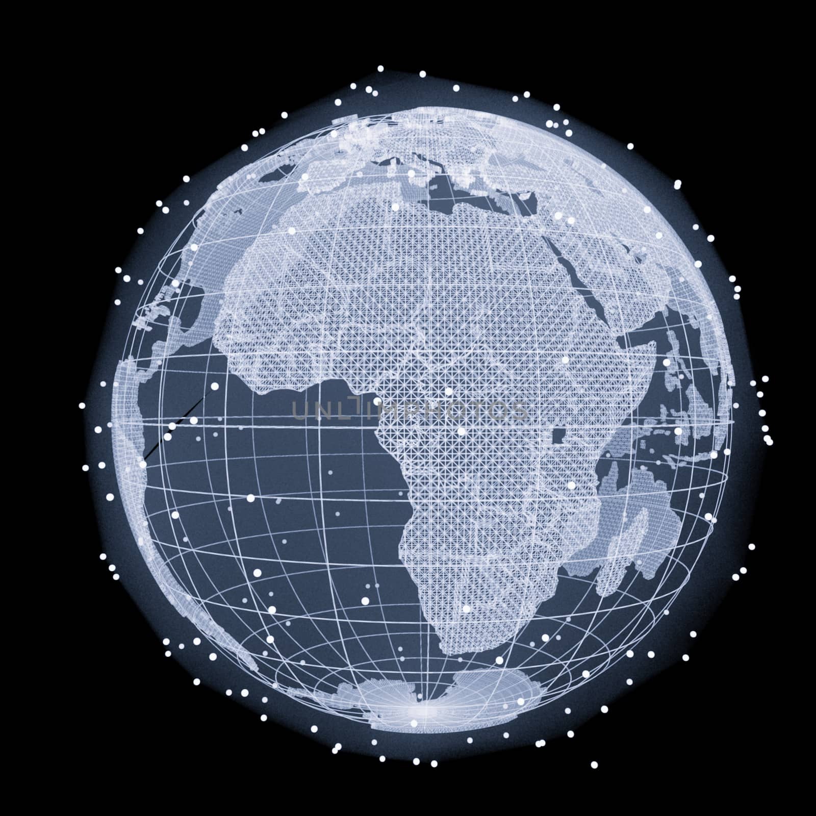 Abstract Telecommunication Earth Map. Communication network concept. 3d illustration