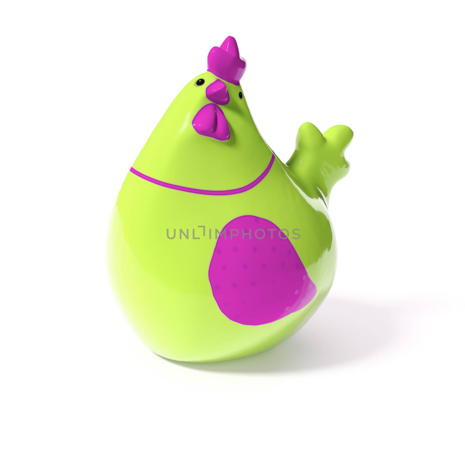 a stylish green and pink ceramic chicken for easter decoration by magann