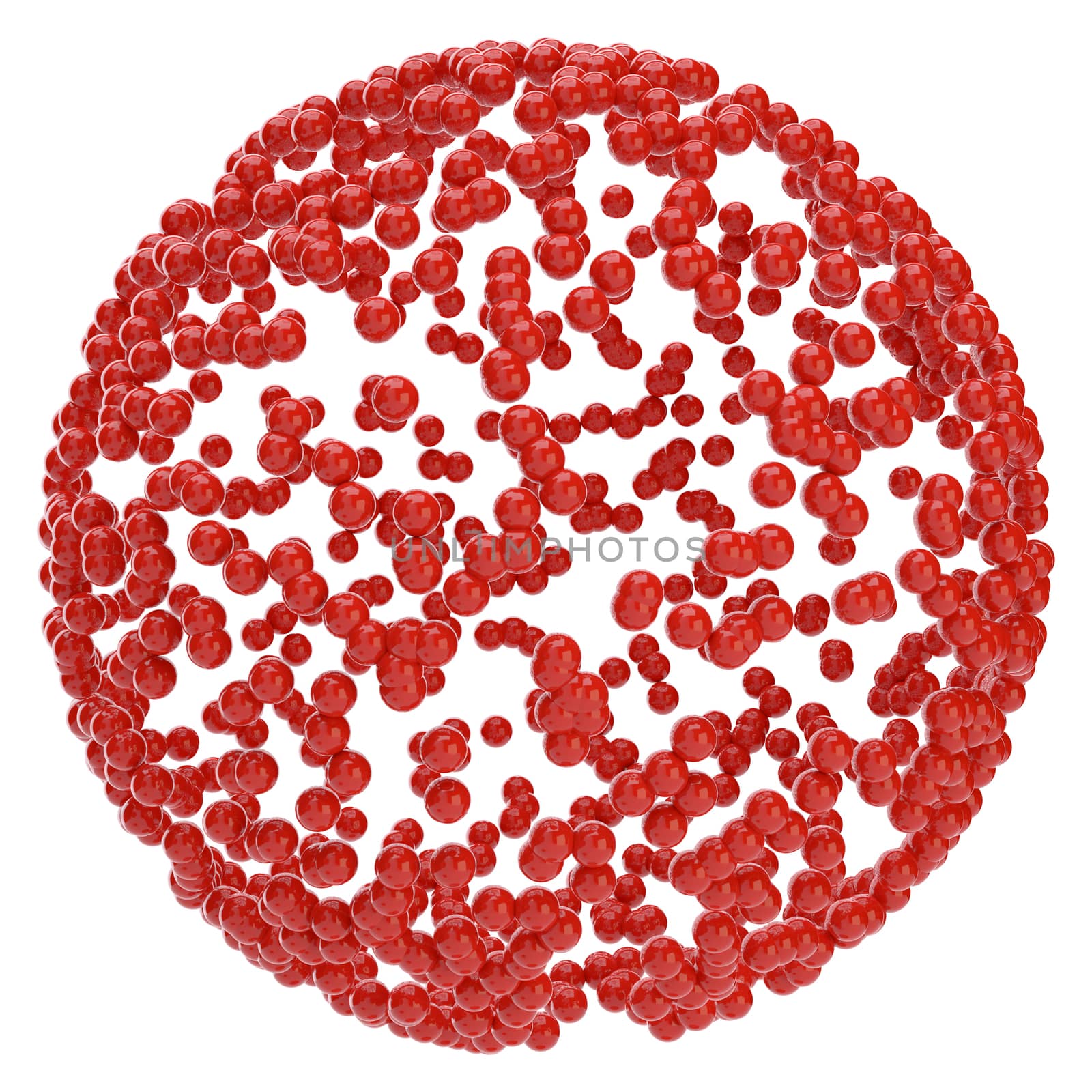 Red abstract sphere consisting of small particles by cherezoff
