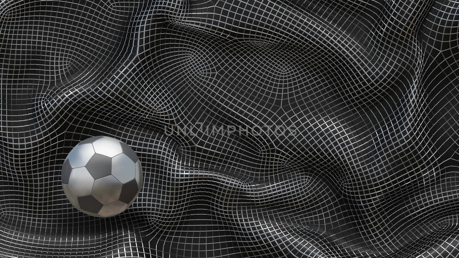 3D Illustration Metal Soccer Ball on an Abstract Background