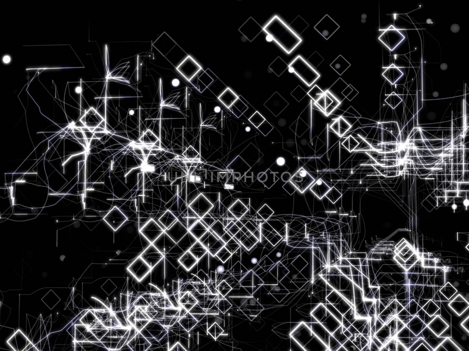 Technology Abstract Background With Lines, Rectangles and Dots. Digital concept. 3D Illustration