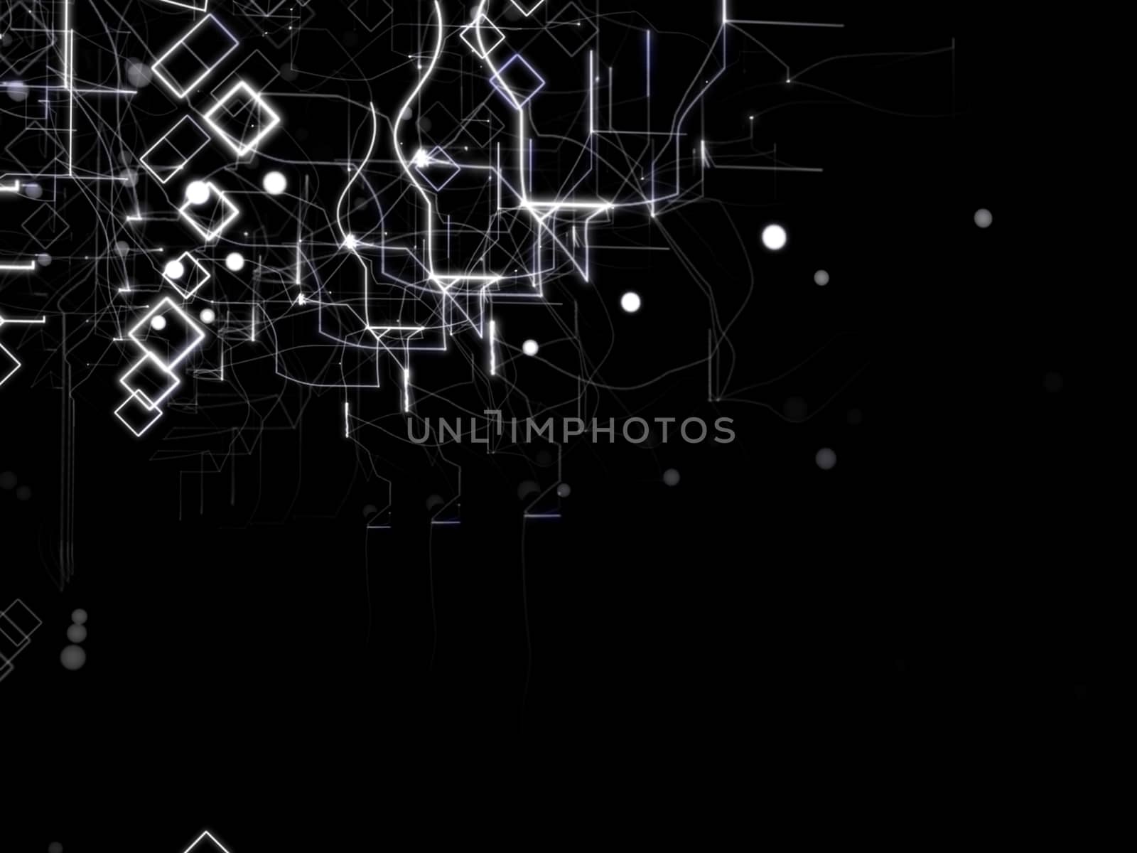 Technology Abstract Background With Lines, Rectangles and Dots. Digital concept. 3D Illustration