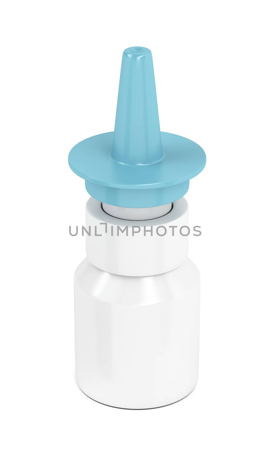 Nose spray container on white background