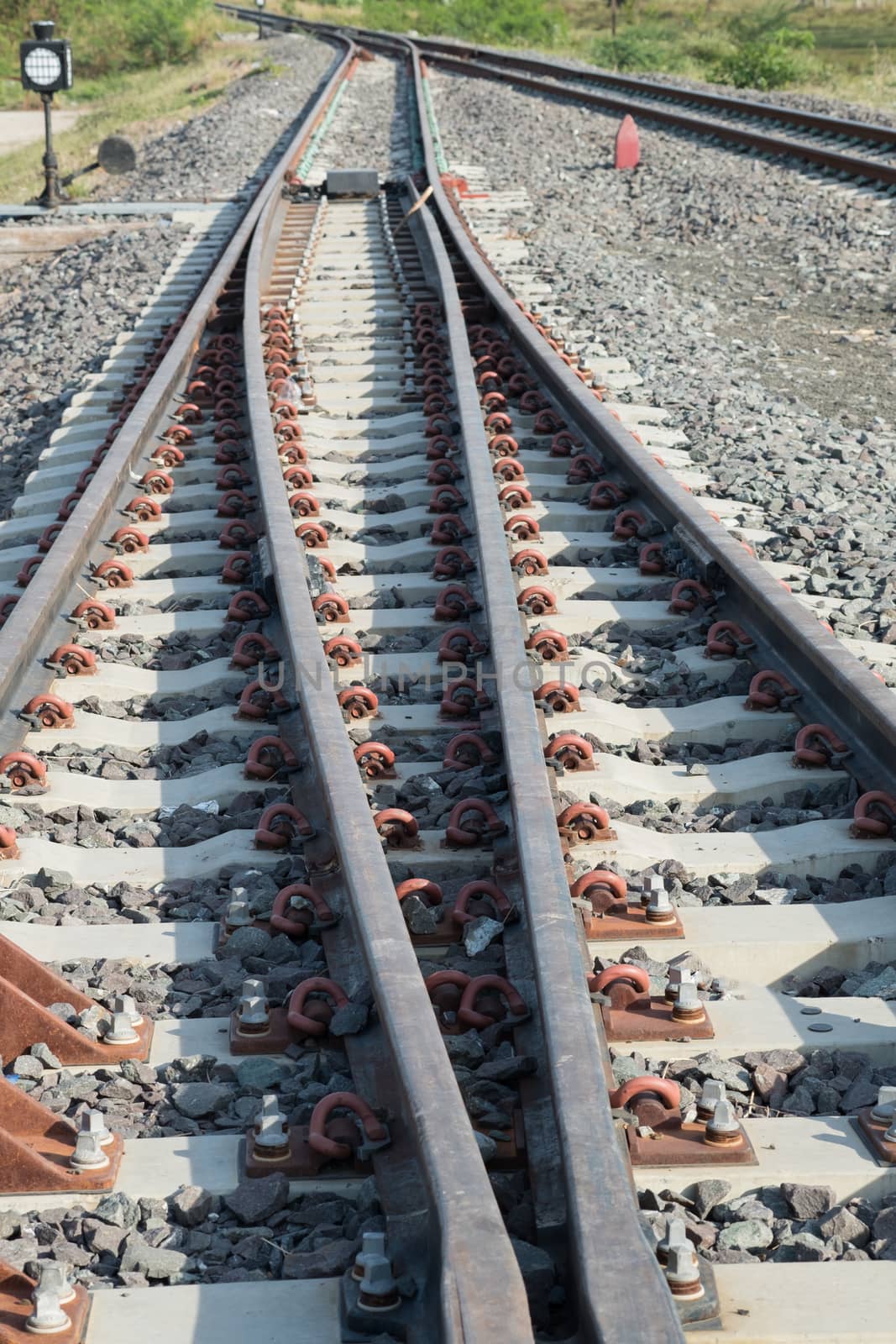 Railroad tracks detail close up. by nikonlike
