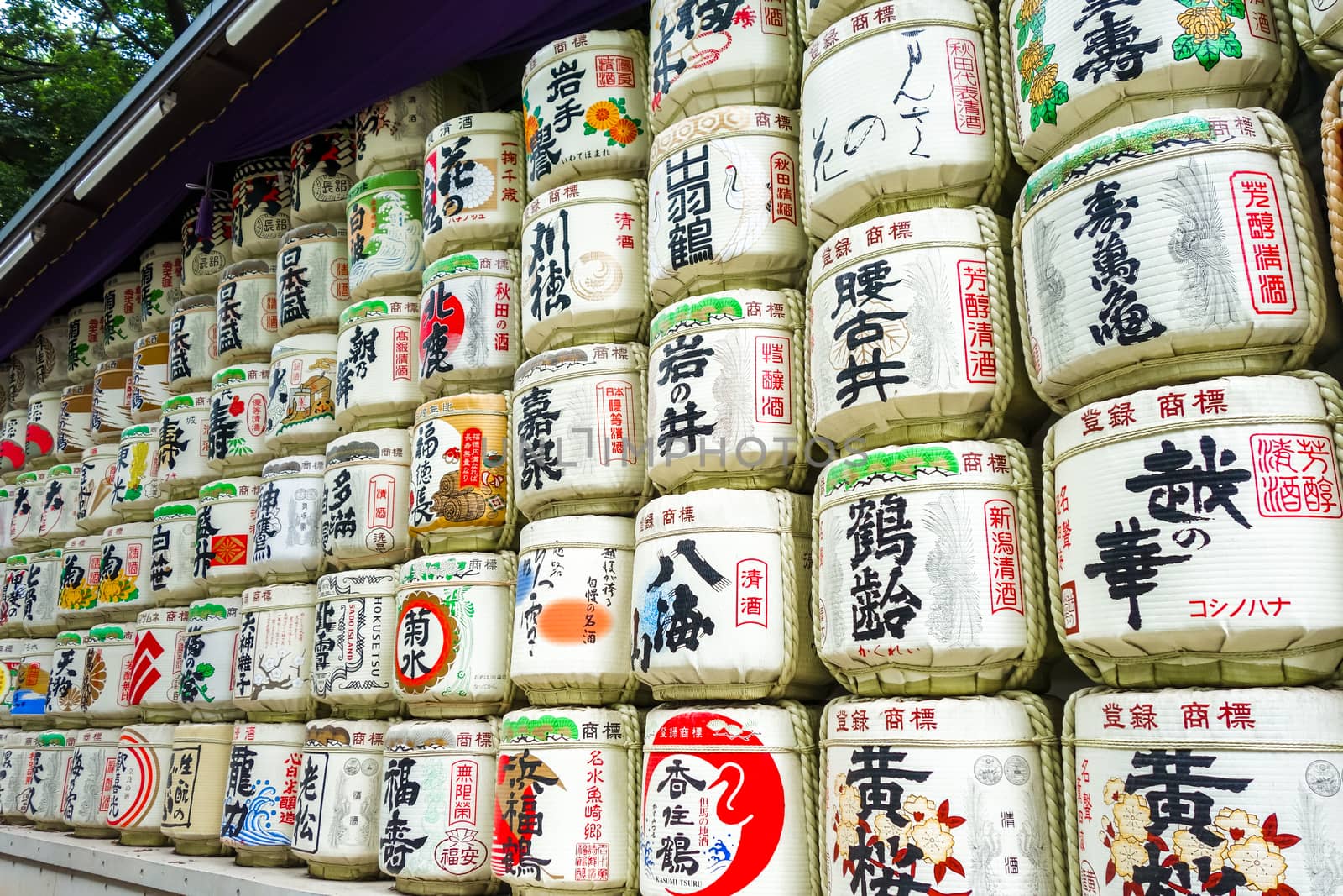 Traditional Kazaridaru barrels in Yoyogi park, Tokyo, Japan