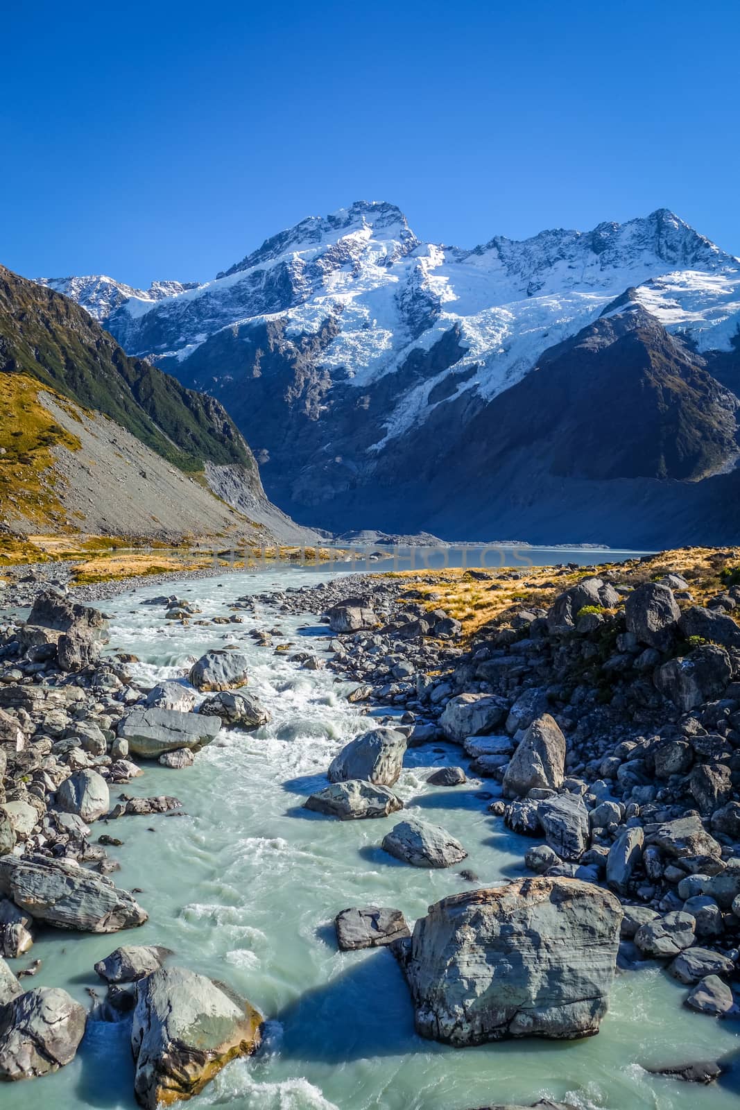 Glacial lake, Hooker Valley Track, Mount Cook, New Zealand