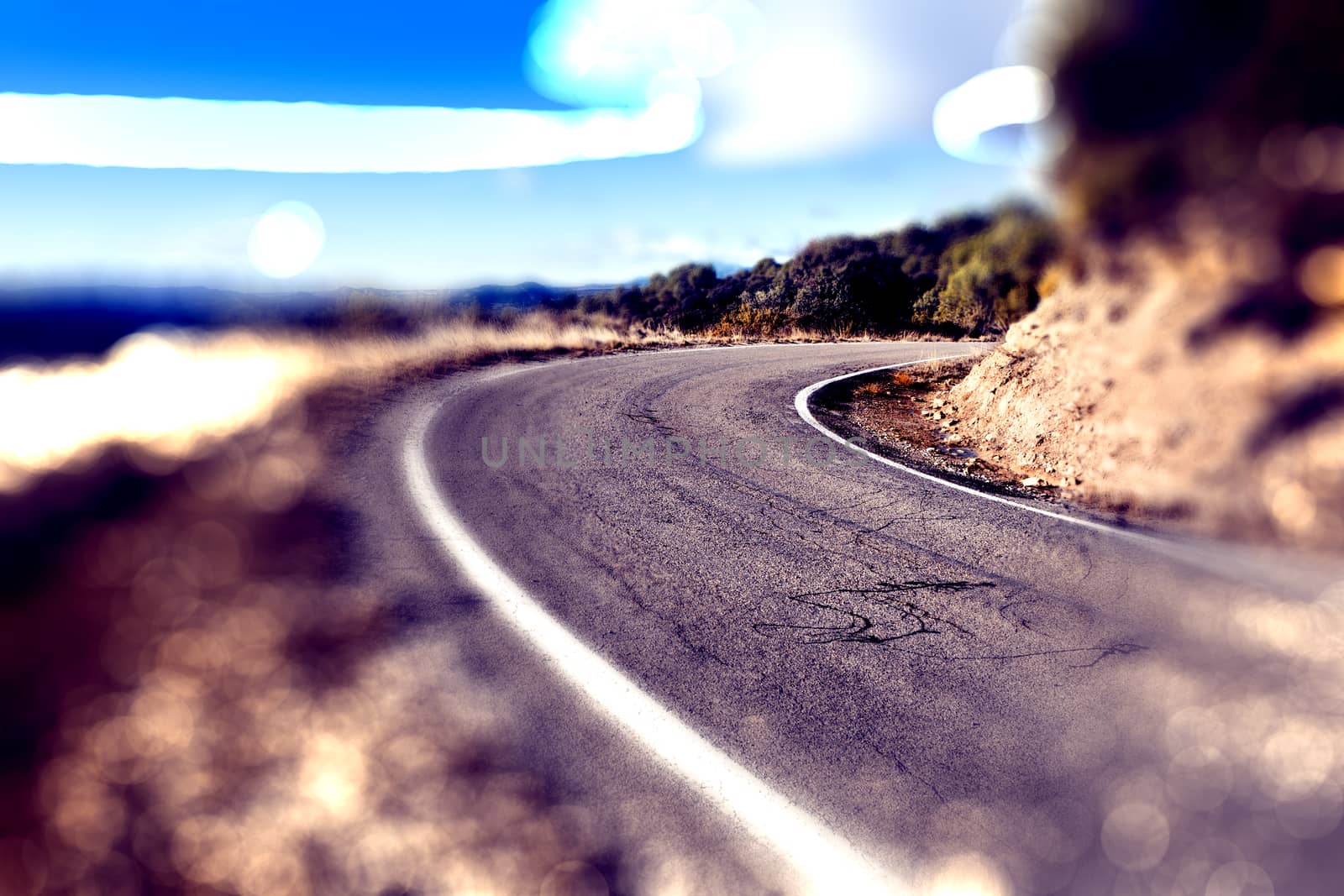 Asphalt and travel concept.Road and sunset.