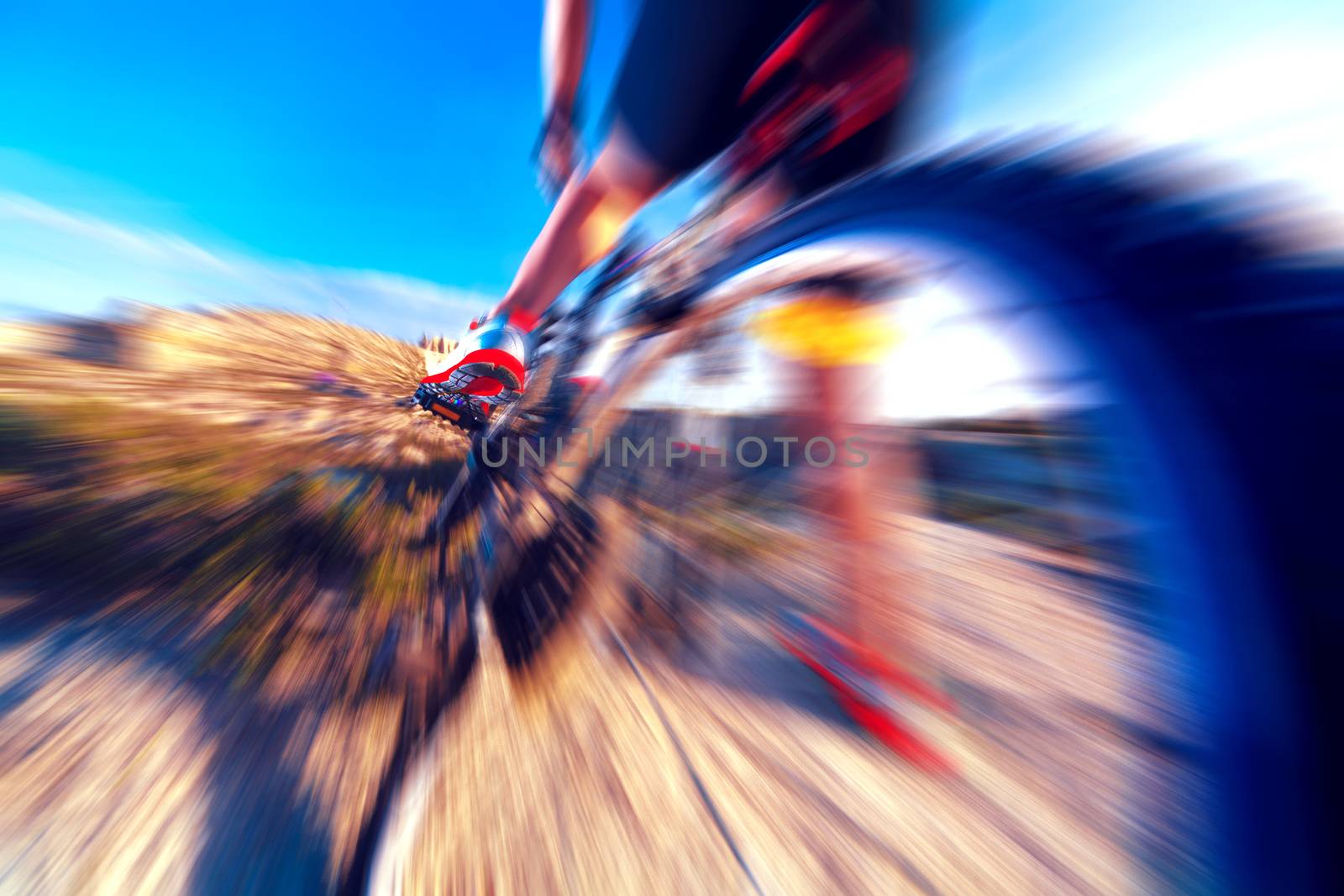 Extreme sport.Bicycle and speed concept. Wheel detail