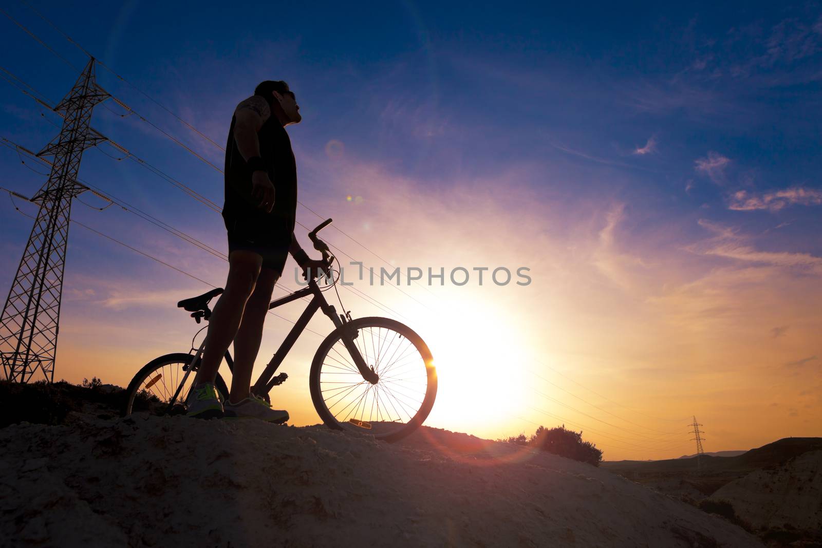 Extreme sports.Mountain bicycle and man.Life style outdoor extreme sport