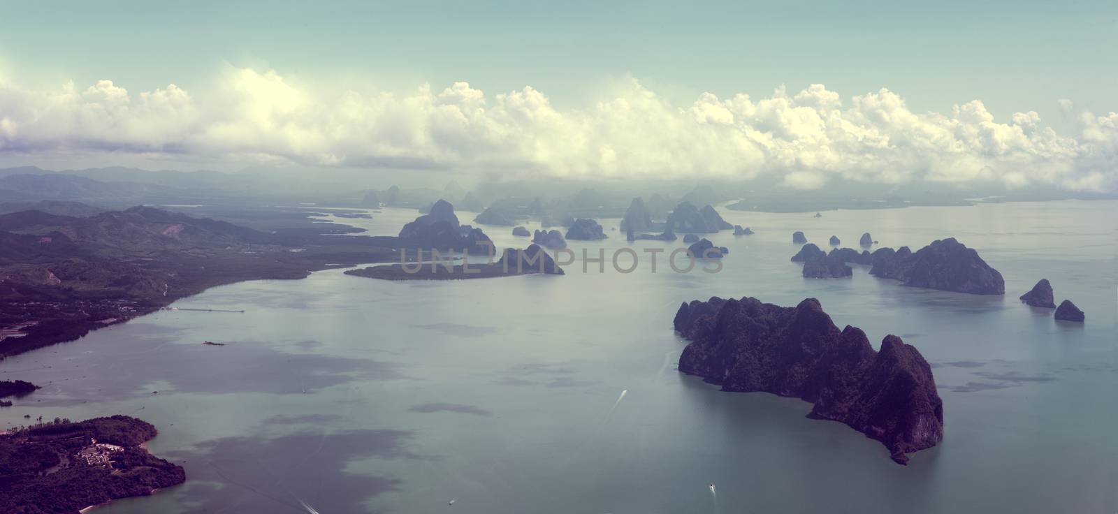 Seascape and Thailand islands from aerial view by carloscastilla