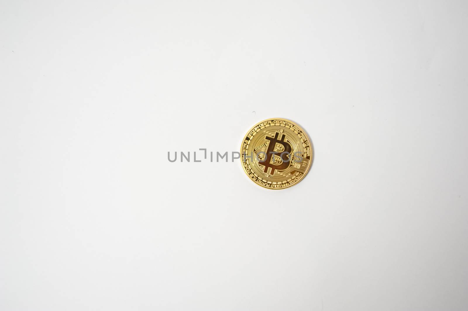 electronic money bitcoin over white background